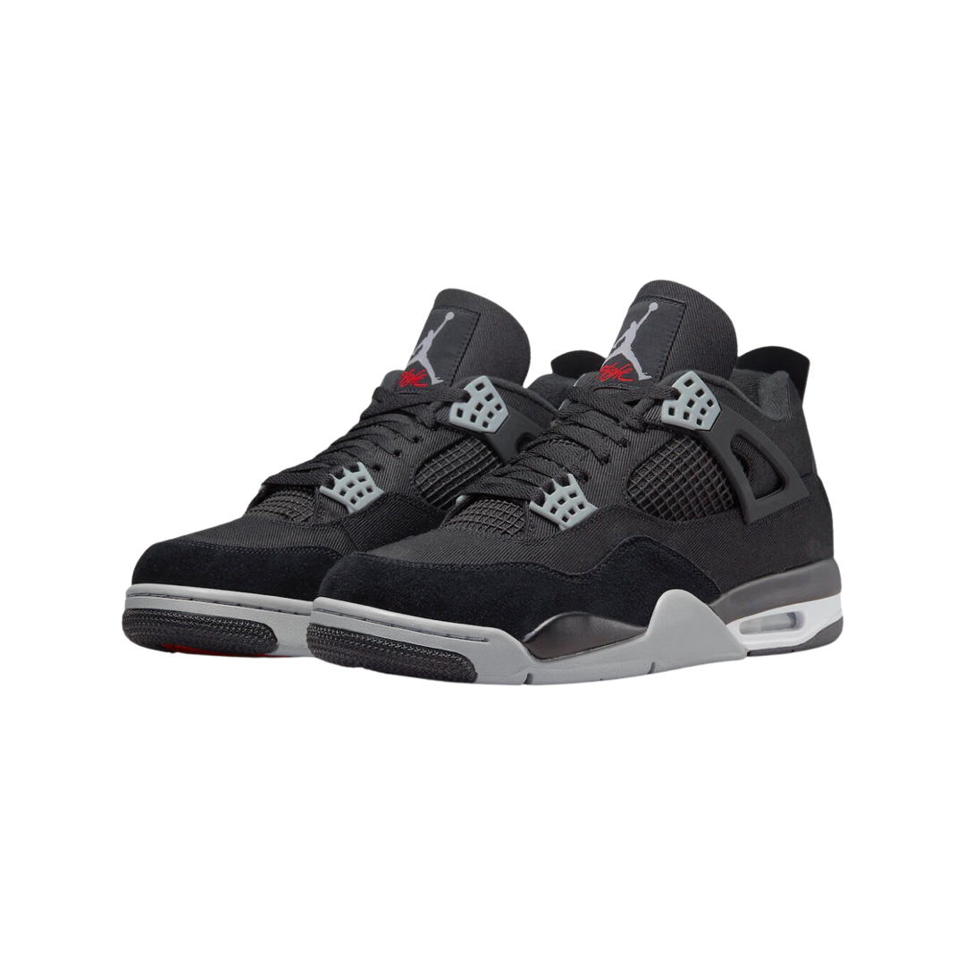 Air Jordan 4 Retro SE Sneakers - Black Canvas & Light Steel Grey White Basketball Shoes for Men | Perfect for Streetwear, Casual Outfits & Basketball Games