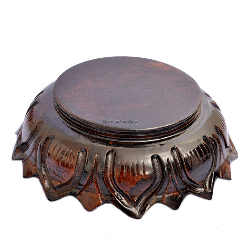 Handcrafted Catalpa Wood Lotus Teapot Stand - Natural Tea Ceremony Accessory for Japanese Matcha, Chinese Gongfu or Herbal Tea Brewing