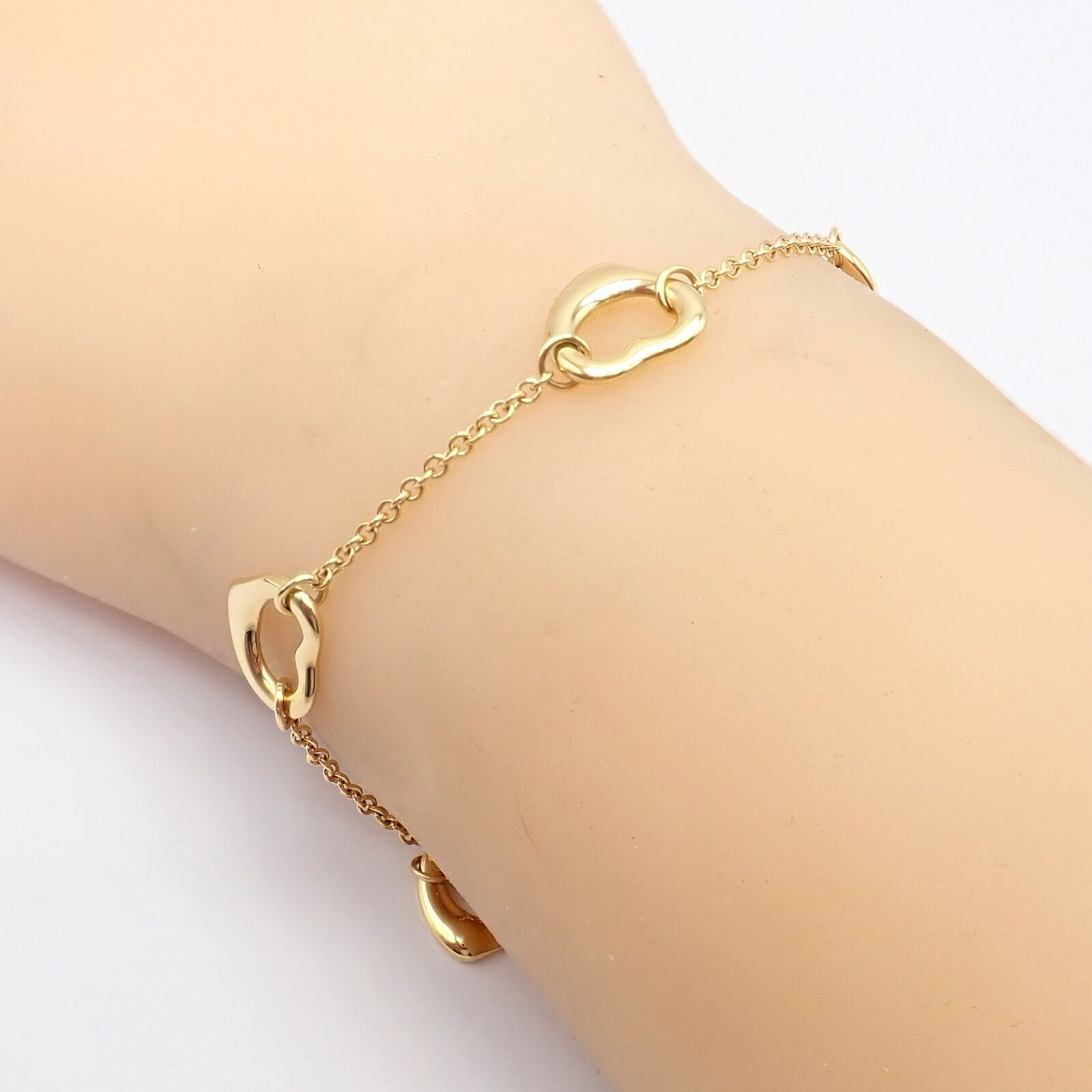 Vintage Tiffany & Co. 18k Yellow Gold Peretti 5 Loving Heart Bracelet - Elegant Jewelry Gift for Women, Anniversary & Special Occasions