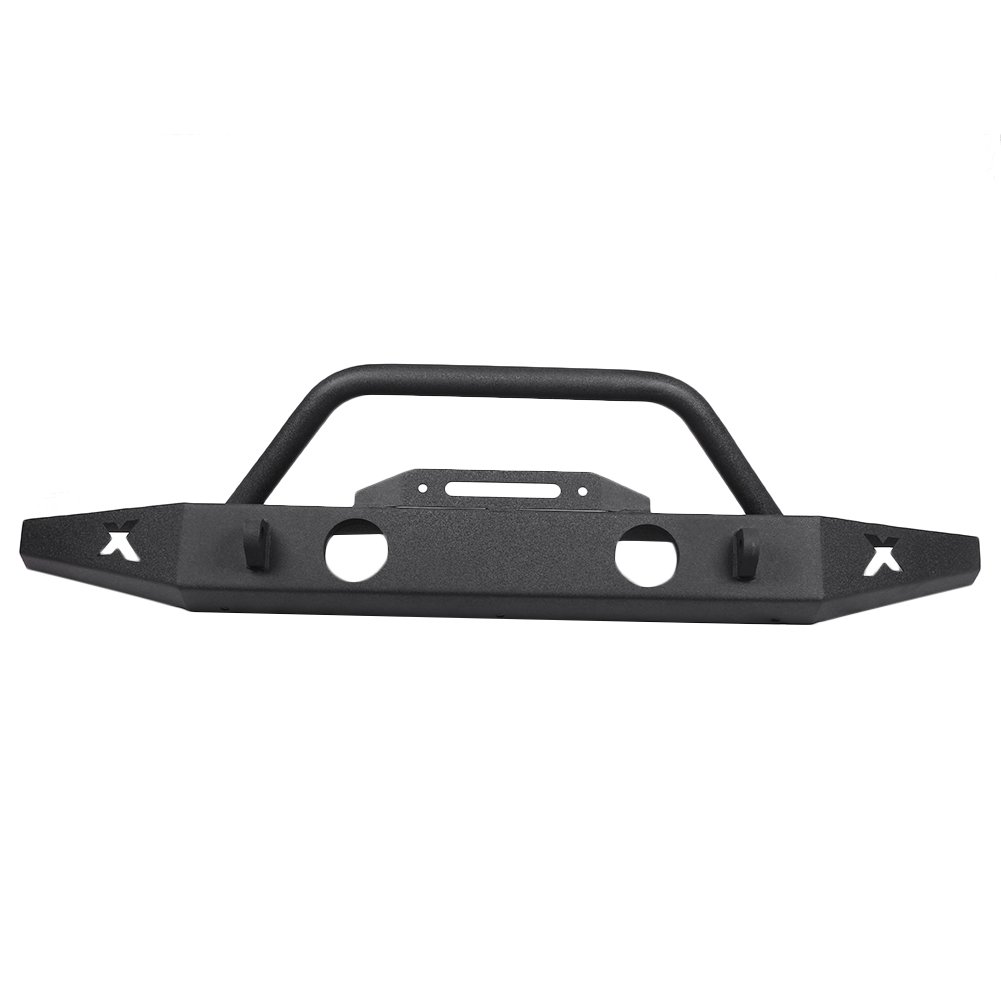 Jeep Wrangler JK 07-18 Front Bumper - Heavy Duty Rock Crawler Bumper with Skid Plate, Fog Light Holes, D-Rings & Winch Plate | Textured Black Finish | Off-Road, Trail Riding & Adventure Vehicle Protection