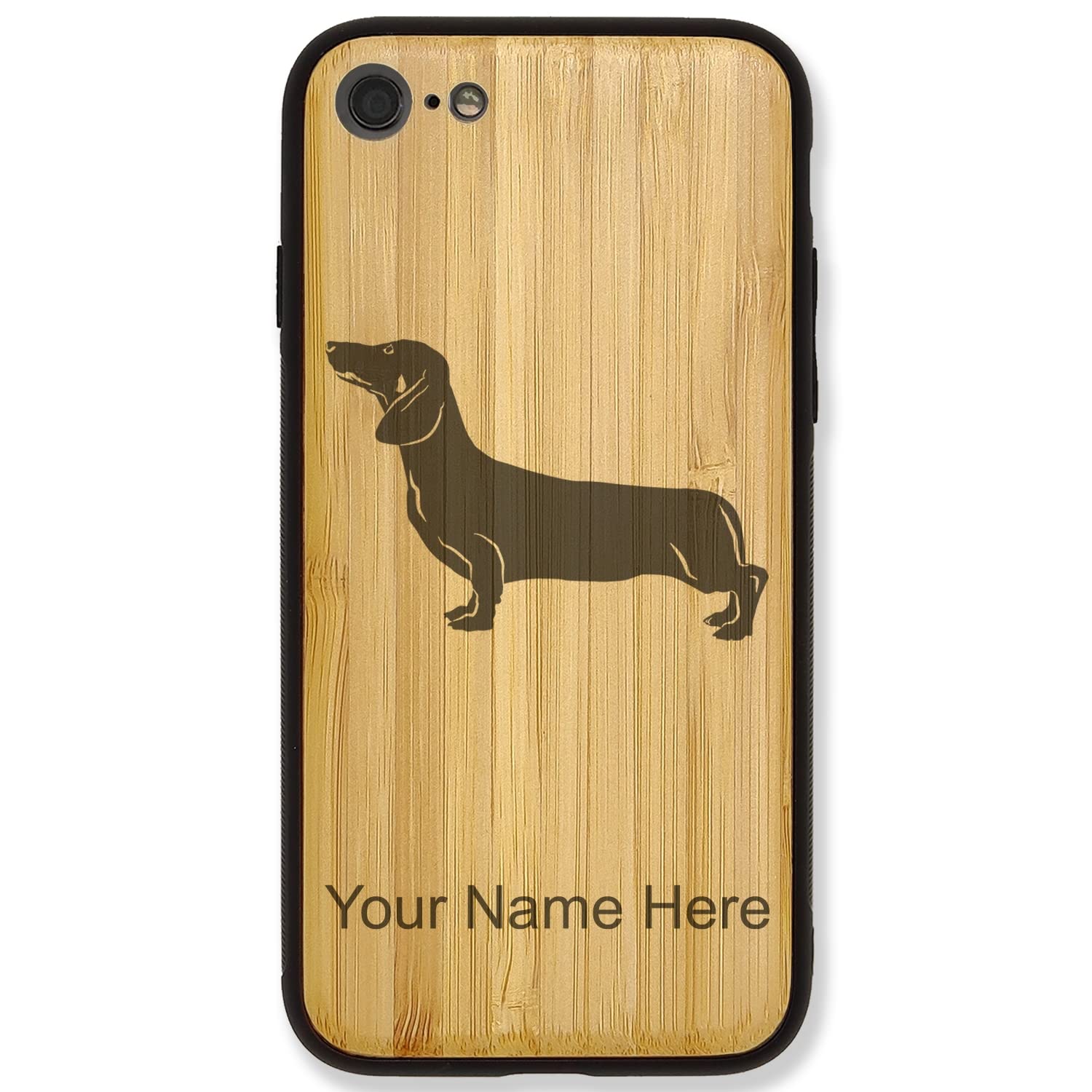 Premium Bamboo Phone Case for iPhone 7 Plus & iPhone 8 Plus - Custom Dachshund Dog Design with Free Engraving | Perfect Gift for Pet Lovers & Tech Enthusiasts