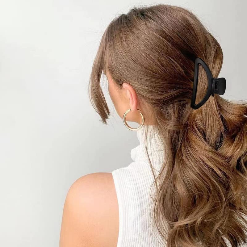 FAMEZA 4Pcs Matte Neutral Claw Hair Clips for Thin to Medium Hair - Non-Slip Semicircle Hair Clips for Women & Girls - Perfect for School, Work, Travel & Everyday Styling