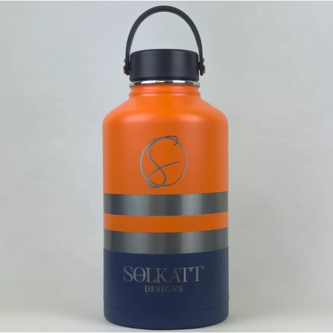 Old Mate Orange Insulated Tradie Water Bottle 1.9L (64oz) Stainless Steel - Durable & Leakproof for Construction, Hiking & Outdoor Activities