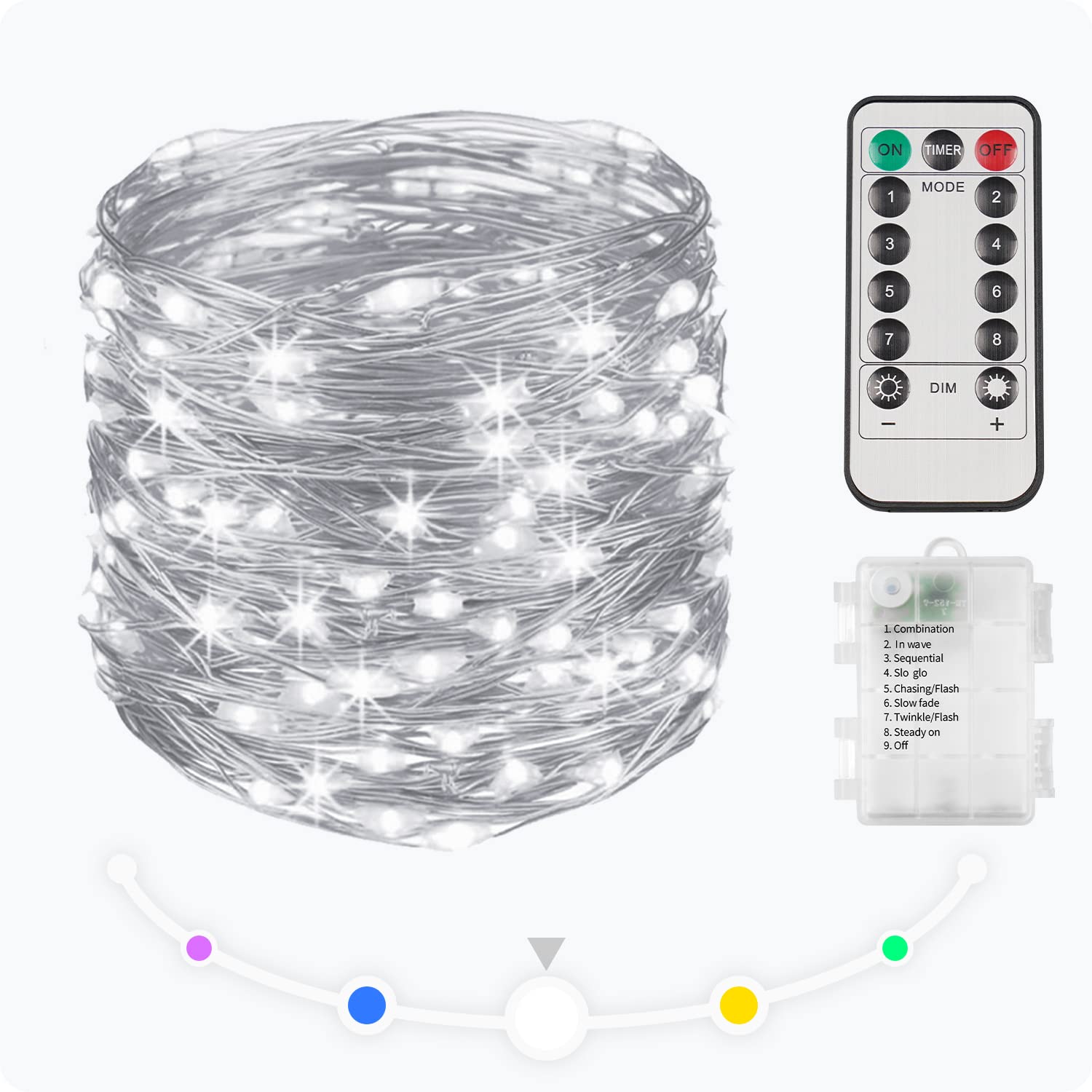 33ft 100 LED Outdoor String Lights with Remote - Battery Operated Fairy Lights for Bedroom, Backyard, Wedding & Christmas Decor - Waterproof Twinkle Lights for Trees, Mason Jars, Walls & Centerpieces - Perfect for Romantic Ambiance & Holiday Lighting