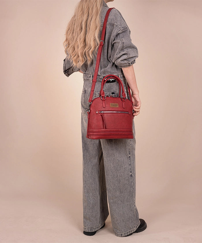 Wrangler Dome Satchel Crossbody Bag for Women & Men - Durable Leather Shoulder Bag - Perfect for Travel, Work & Everyday Use