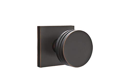 EMTEK Square Rosette Passage Door Knob Set with Matching Finish - 6 Finishes Available (5110BNUS10B) - Oil Rubbed Bronze - Perfect for Bedroom, Bathroom & Interior Doors