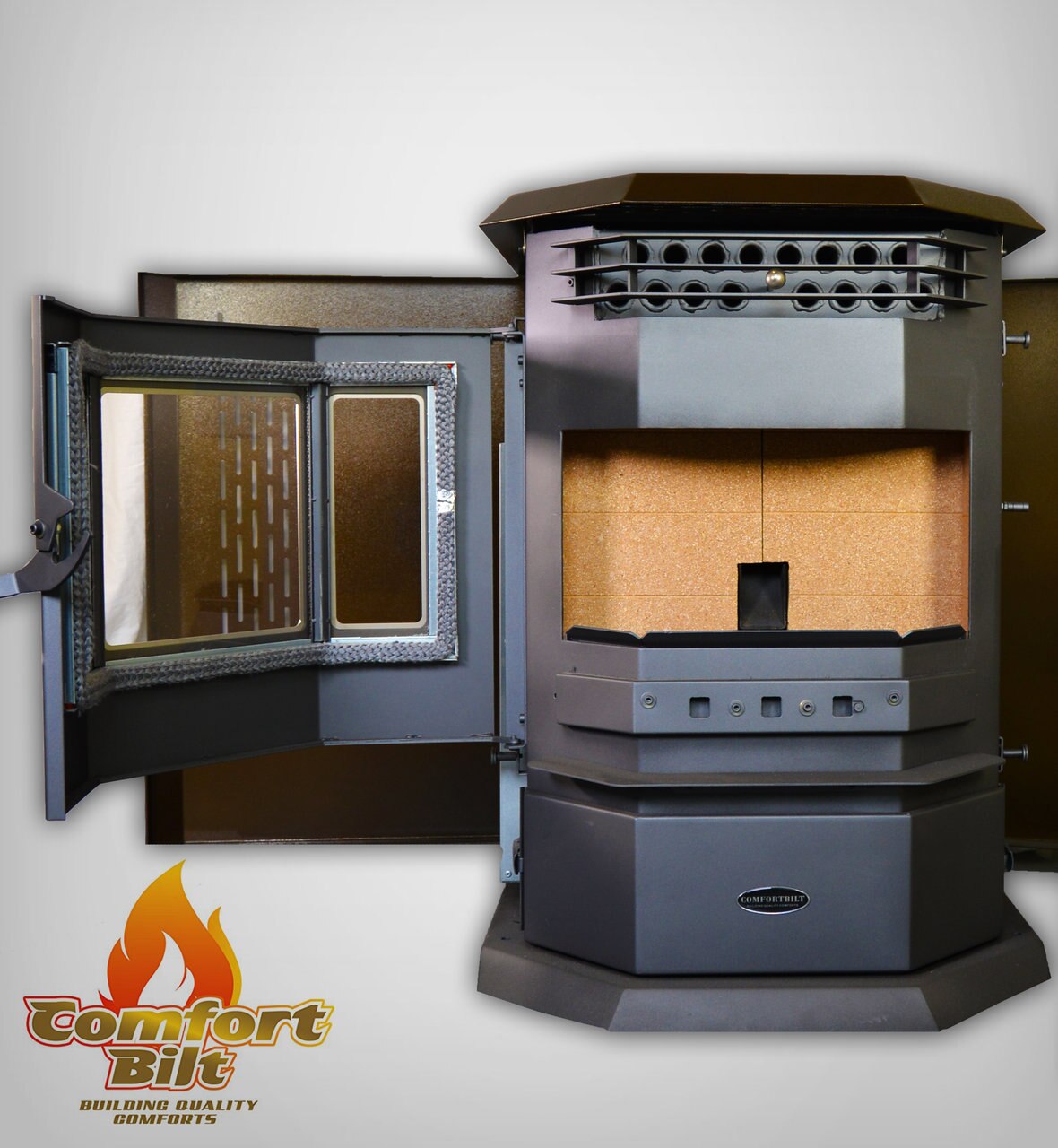 ComfortBilt HP22 SS Pellet Stove - Brown Stainless Steel Heating Stove for Home, Cabin & RV | Efficient Wood Pellet Burner for Winter Warmth