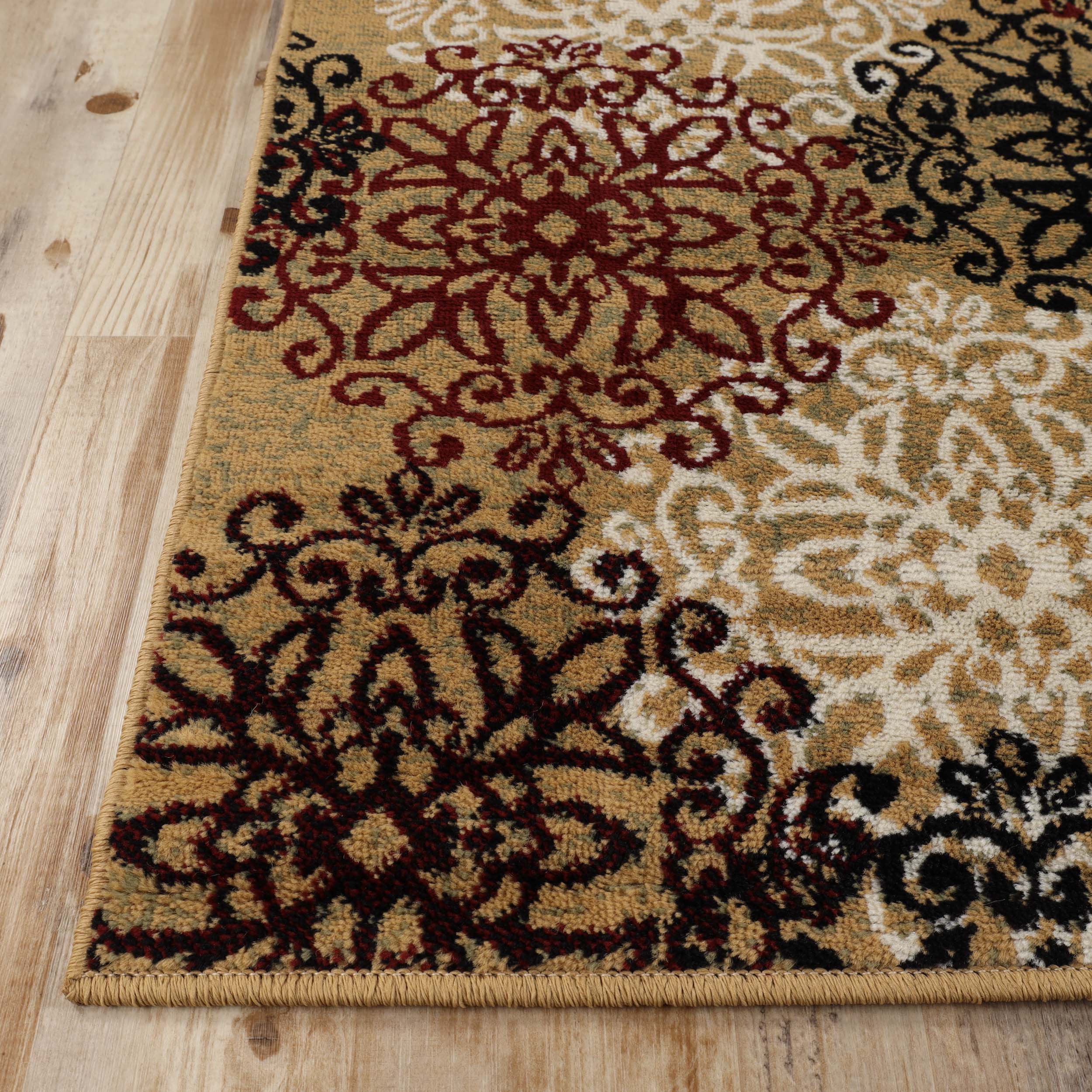 Leigh Traditional Floral Scroll Indoor Area Rugs & Runner Rugs - Non-Slip Soft Living Room Bedroom Decor Carpet