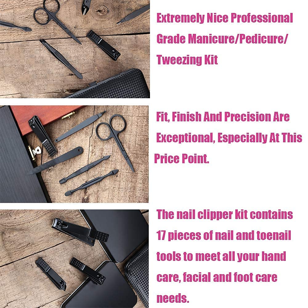 Toriox 12-in-1 Professional Manicure & Pedicure Set - Stainless Steel Nail Clippers Kit with Scissors, Tweezers & PU Leather Travel Case | Perfect for Home Grooming, Salon Use & Travel Essentials