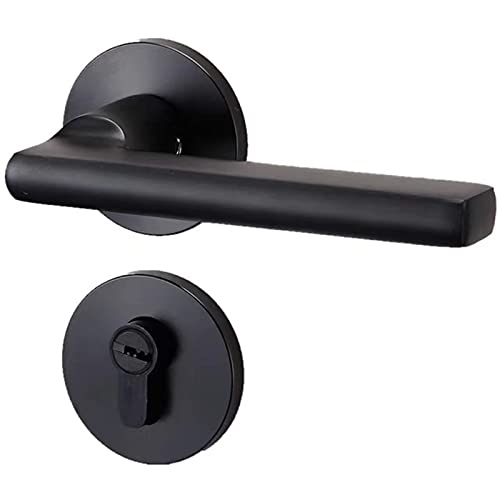 Black Space Aluminum Front Door Handle - Split Silent Interior Bedroom Door Lock & Entry Lever Hardware for Home Security (Ideal for Bedrooms, Bathrooms & Interior Doors)