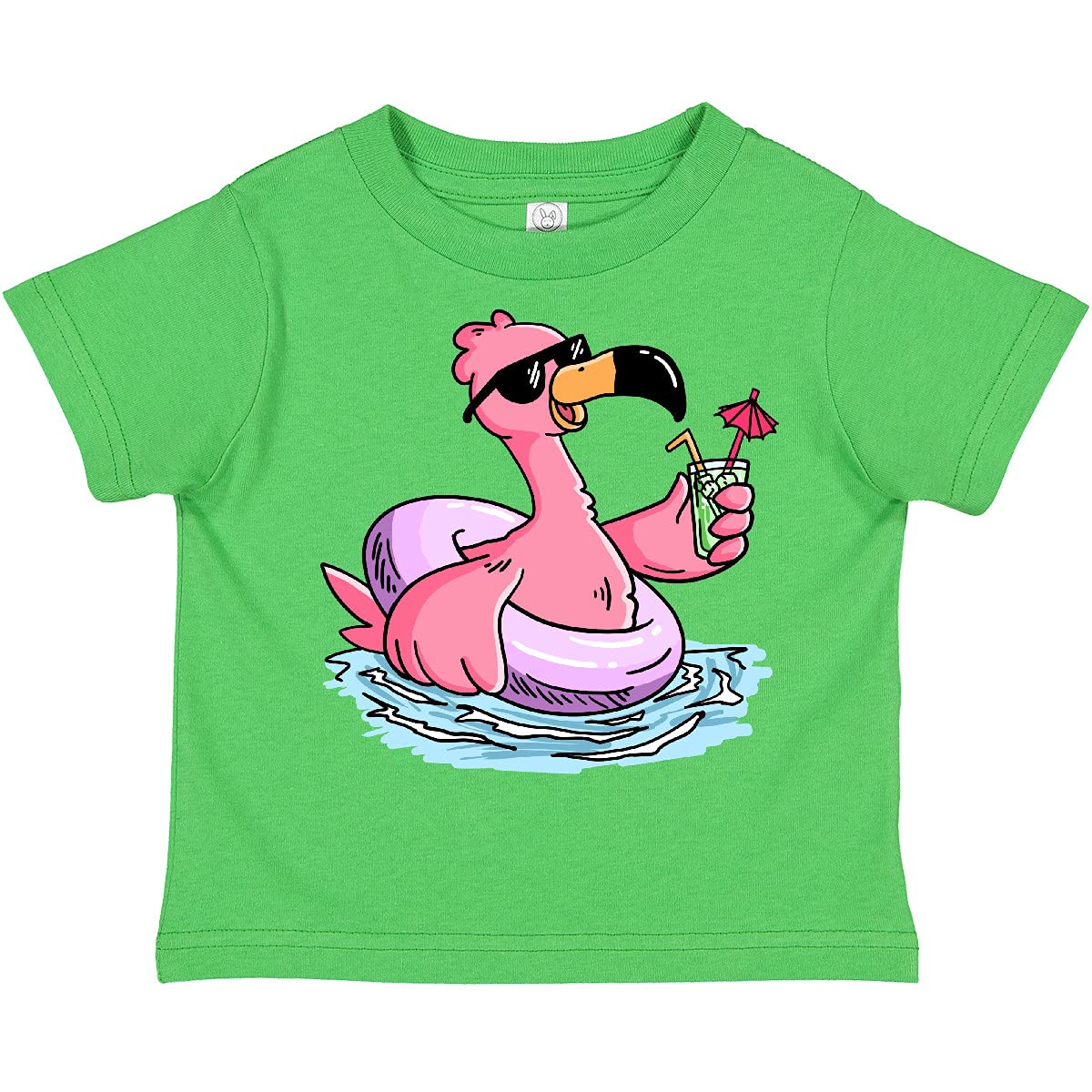 Flamingo with Sunglasses Toddler T-Shirt - Cute Summer Pool Party Outfit for Kids - Perfect for Beach Vacations, Swimming Pools & Tropical Themed Events