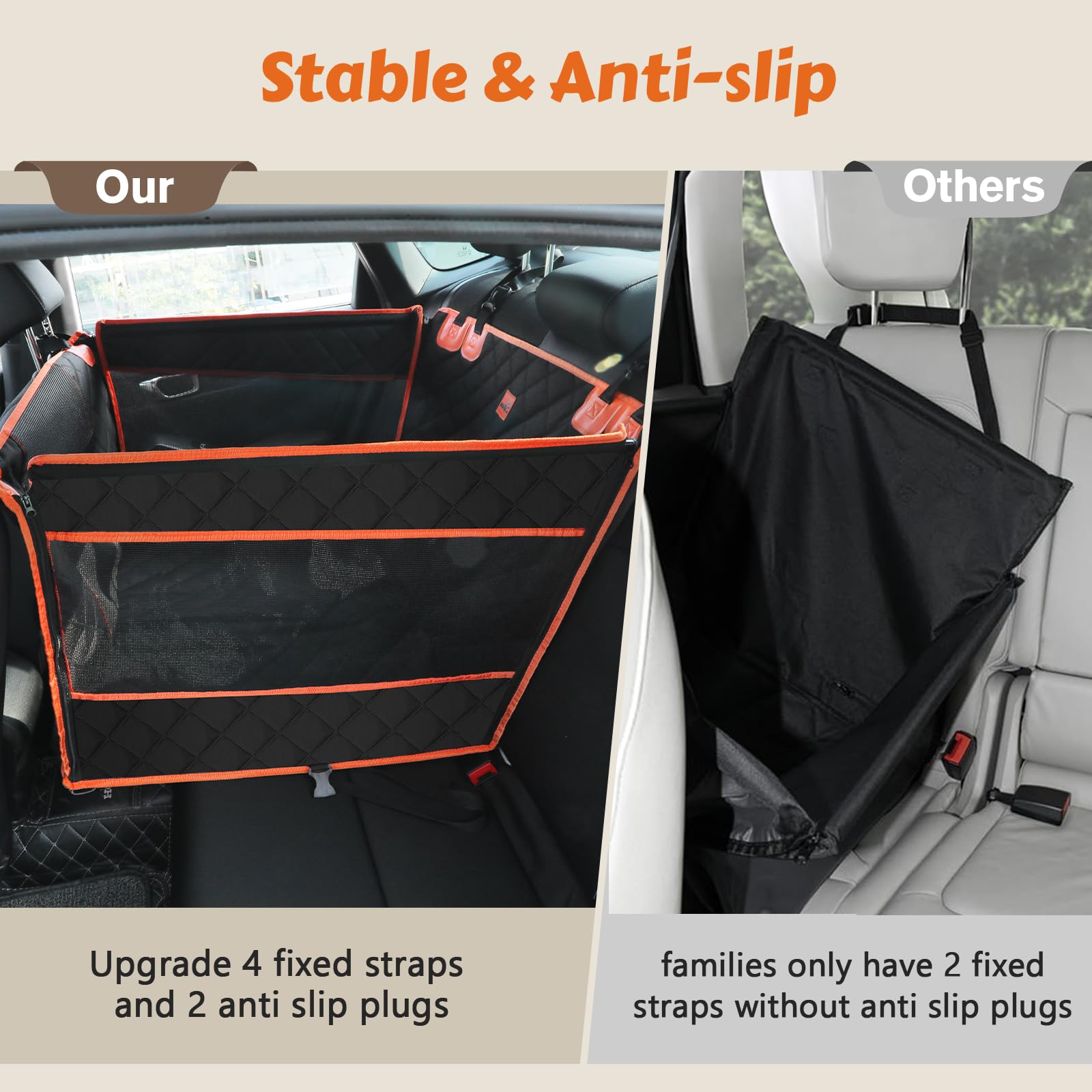 Pecute Extra Stable Dog Car Seat for Large Dogs - Hard Bottom, Waterproof & Breathable Mesh Pet Booster Seat with Adjustable Seat Belt - Perfect for Road Trips, Travel & Car Safety
