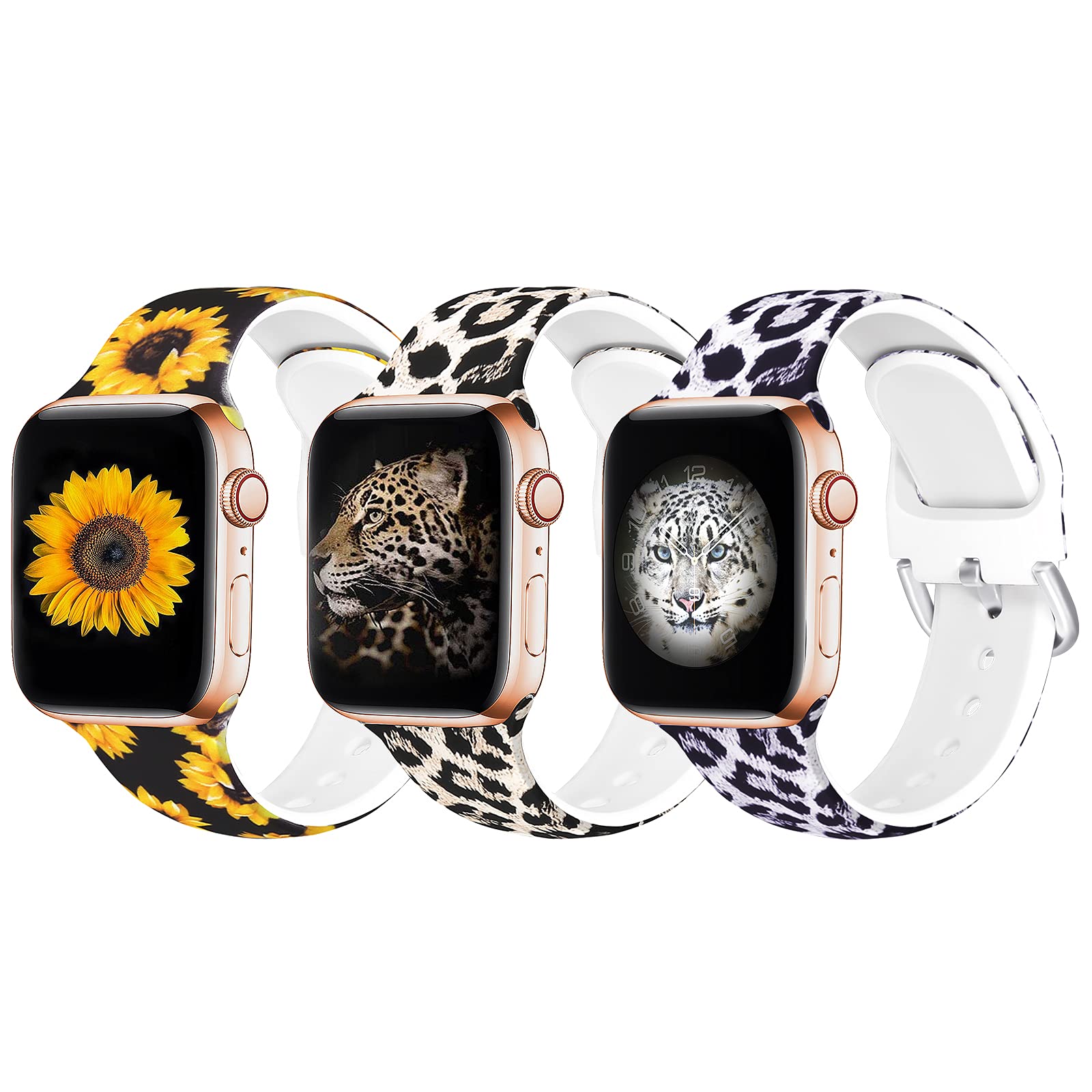 SKYLET Floral Apple Watch Bands for Women & Men - Compatible with 38mm 40mm 41mm 42mm 44mm 45mm 49mm iWatch Ultra SE Series 8/7/6/5/4/3/2/1 - Soft Printed Pattern Replacement Wrist Straps - Perfect for Workouts, Office & Casual Wear