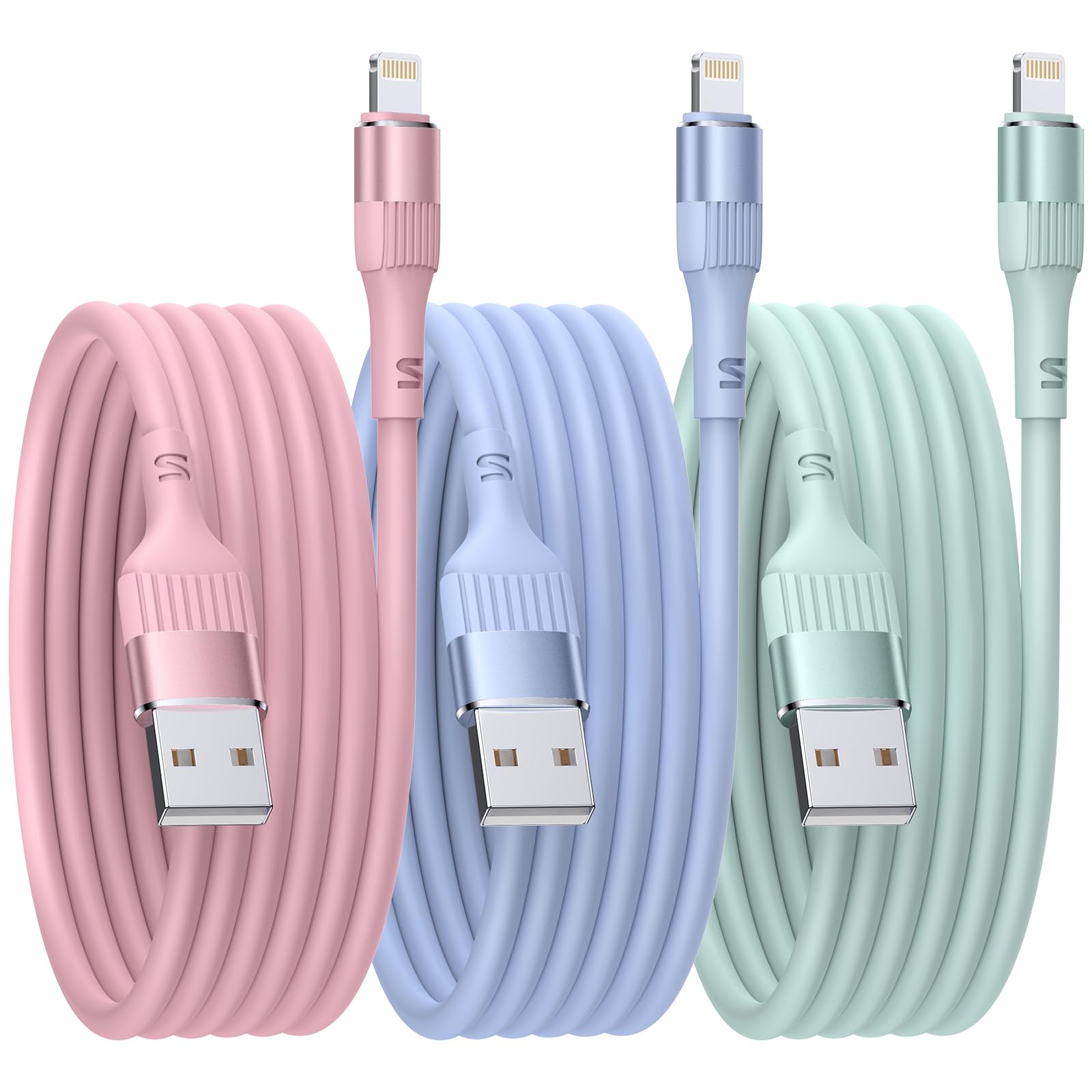 MFi Certified iPhone Charger Cable 3-Pack 6FT/1.8M Fast Charging Cable for iPhone 14/13/12/11 Pro Max/XS/XR/8/7/6 - Durable TPE Long Charging Cord for Home, Office & Travel