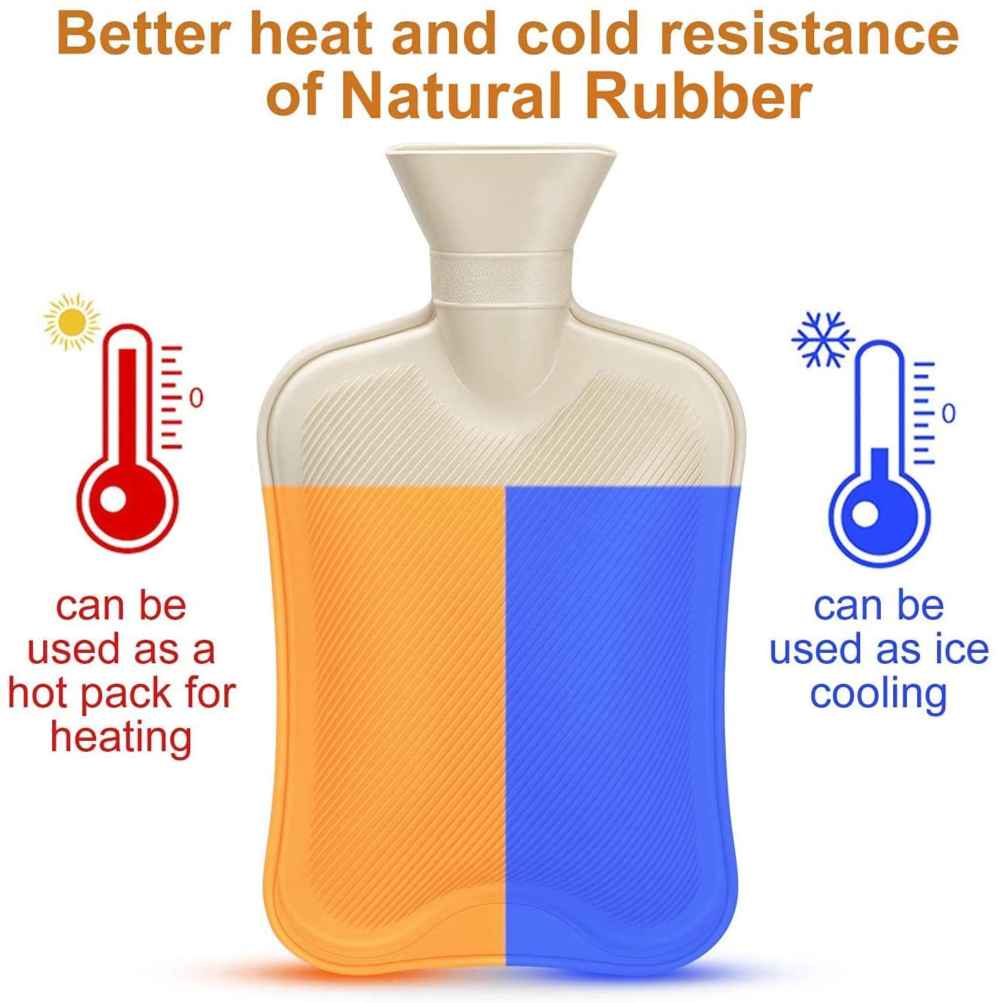 1800ml Rubber Hot Water Bottle with Plush Cover - Hand Warmer, Heating Pad, Thermos for Pain Relief & Warmth (Grey) - Perfect for Winter, Camping, and Cold Weather Comfort