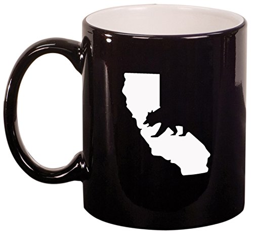 Premium Ceramic Coffee & Tea Mug with California Bear Design - 12oz Black Travel Mug for Home, Office & Outdoor Use