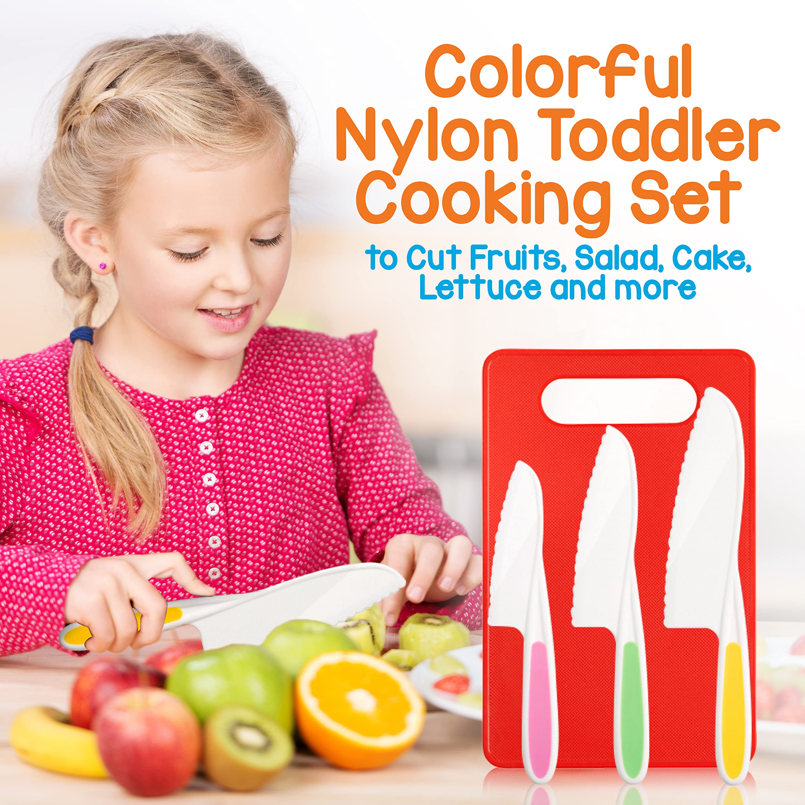 NutriChef Kids Cooking & Baking Set - Complete Kitchen Utensils for Boys & Girls Ages 4+ | Includes Chef Apron, Safe Nylon Knives & Baking Tools | Perfect Gift for Young Chefs | Ideal for Pretend Play, Cooking Classes & Family Baking Activities