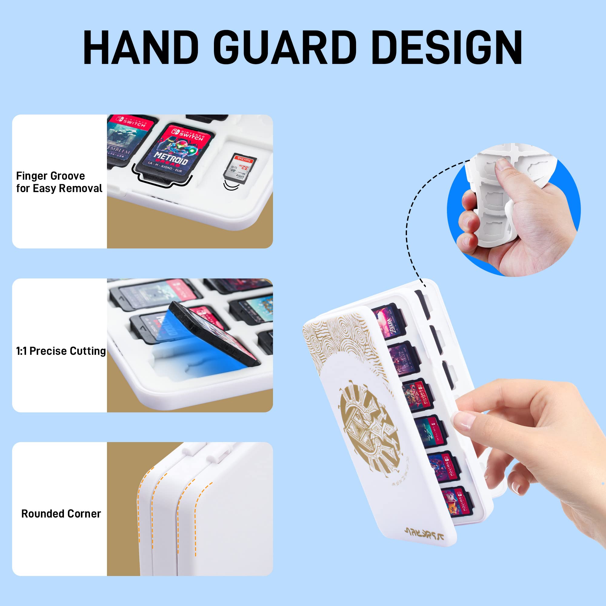 FUNDIARY 48-in-1 Game Card Holder for Nintendo Switch/Lite/OLED - Shockproof Protective Case with Magnetic Closure, 48 Game Cartridge Slots & 24 Micro SD Card Slots - Perfect for Zelda Tears of the Kingdom & Travel Gaming Storage