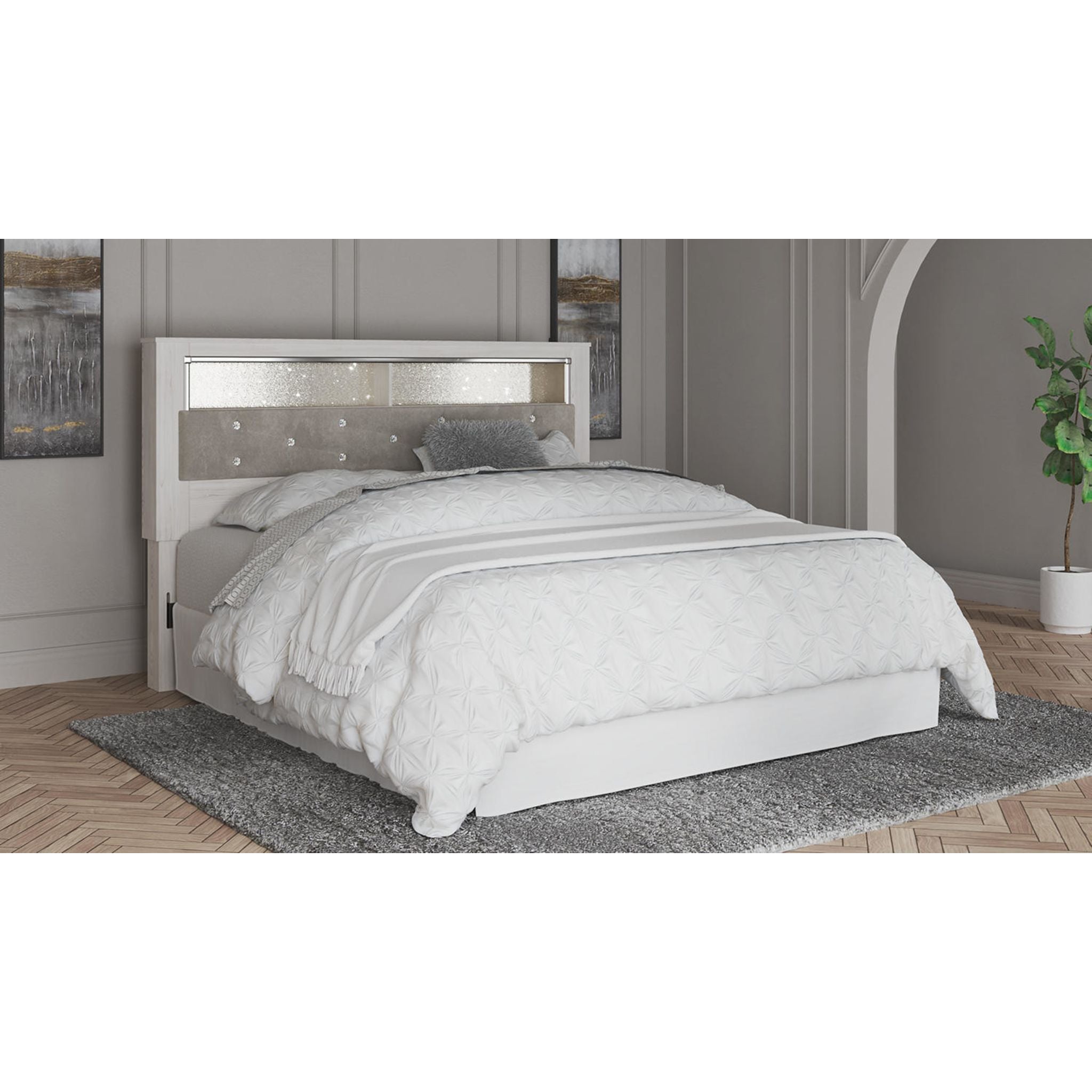 Altyra King Size Upholstered Headboard - White - Modern Bedroom Decor for Master Bedroom & Guest Room