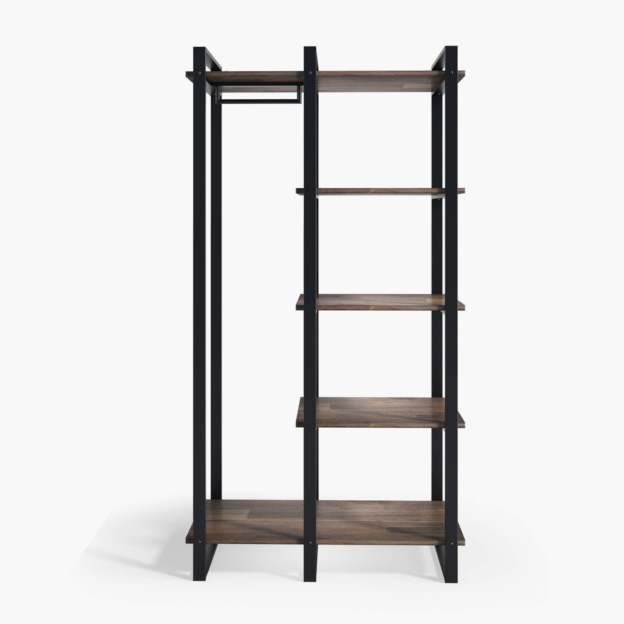 ZINUS Brock 4-Shelf Bookcase with Hanging Storage - Metal Frame & Solid Acacia Wood - Easy Assembly - Perfect for Living Room, Bedroom, or Home Office Organization