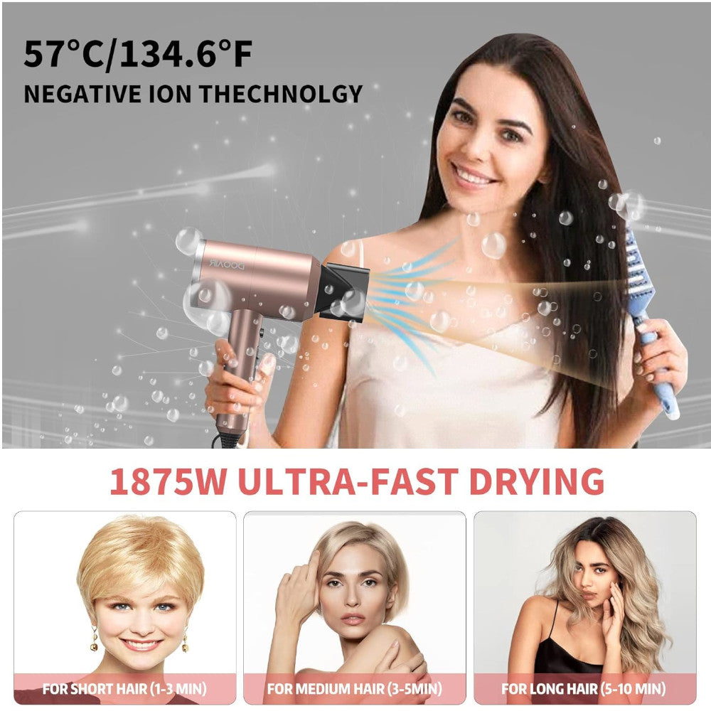 DOOAIR Ionic Professional Hair Dryer with Negative Ion Technology - Fast Drying & Frizz Control for Salon-Quality Blowouts at Home (Red) - Perfect for Styling, Travel & Daily Hair Care