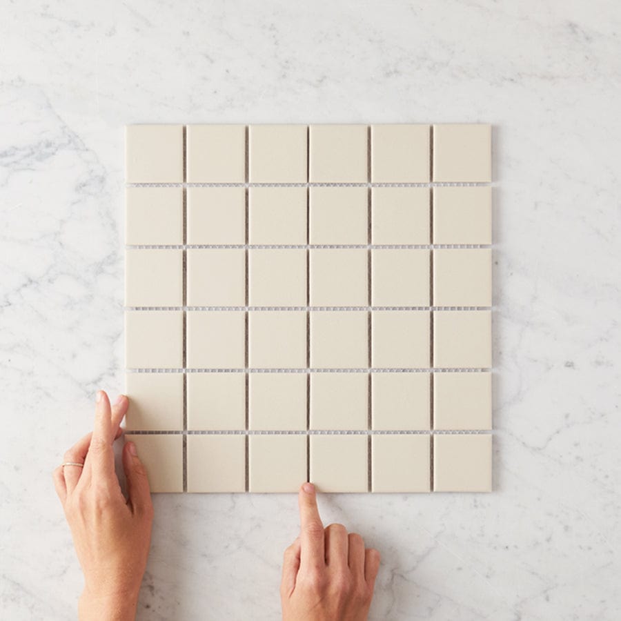Premium Haddon Bone Matte Medium Square Tile - 12x12 Inch Ceramic Wall & Floor Tile for Kitchen, Bathroom, Backsplash & Shower