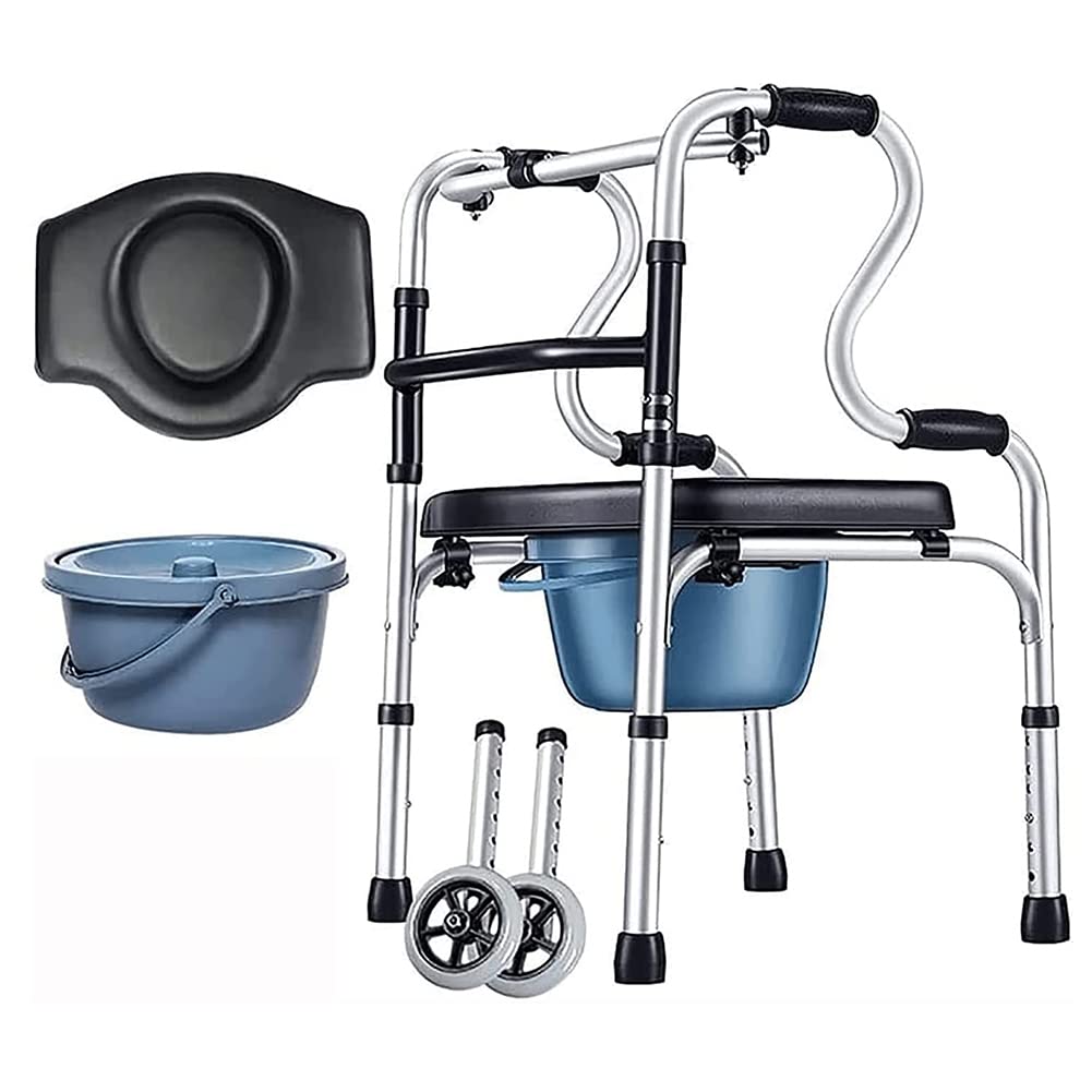 GT-LYD Portable Folding Commode Chair - Adjustable Height Shower Toilet Seat with Armrests for Elderly, Disabled & Pregnant Women - Ideal for Bathroom Safety & Mobility Assistance