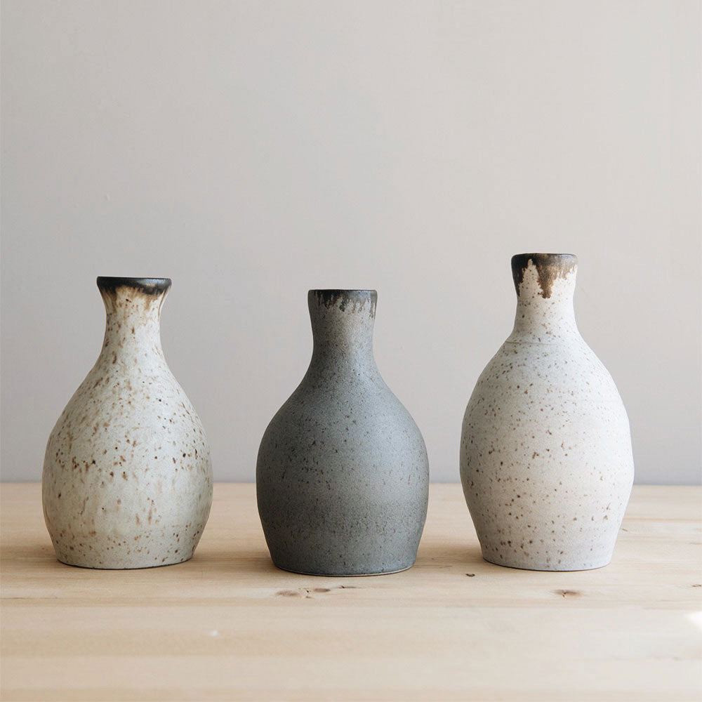 Handmade Brown Stoneware Bud Vase - Small Ceramic Flower Vase for Home Decor, Wedding Centerpieces & Tabletop Arrangements
