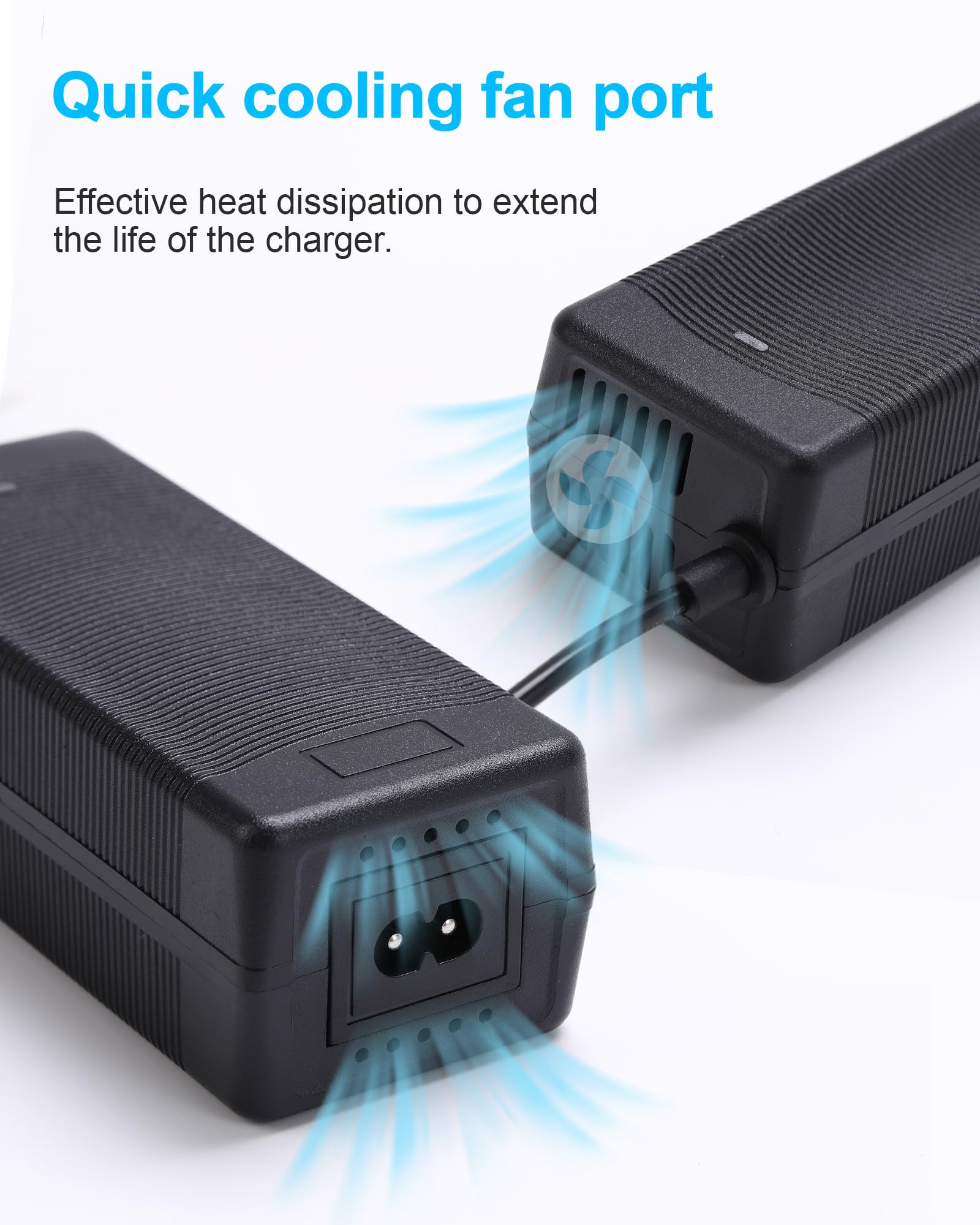 42V 2A Fast Electric Scooter Charger with Cooling System - 6 Port Universal Replacement Charger for 36V Lithium Battery - Compatible with Razor, Gotrax, Ninebot, Segway, Jetson, Hiboy - Perfect for Commuting, Campus Use & Urban Mobility