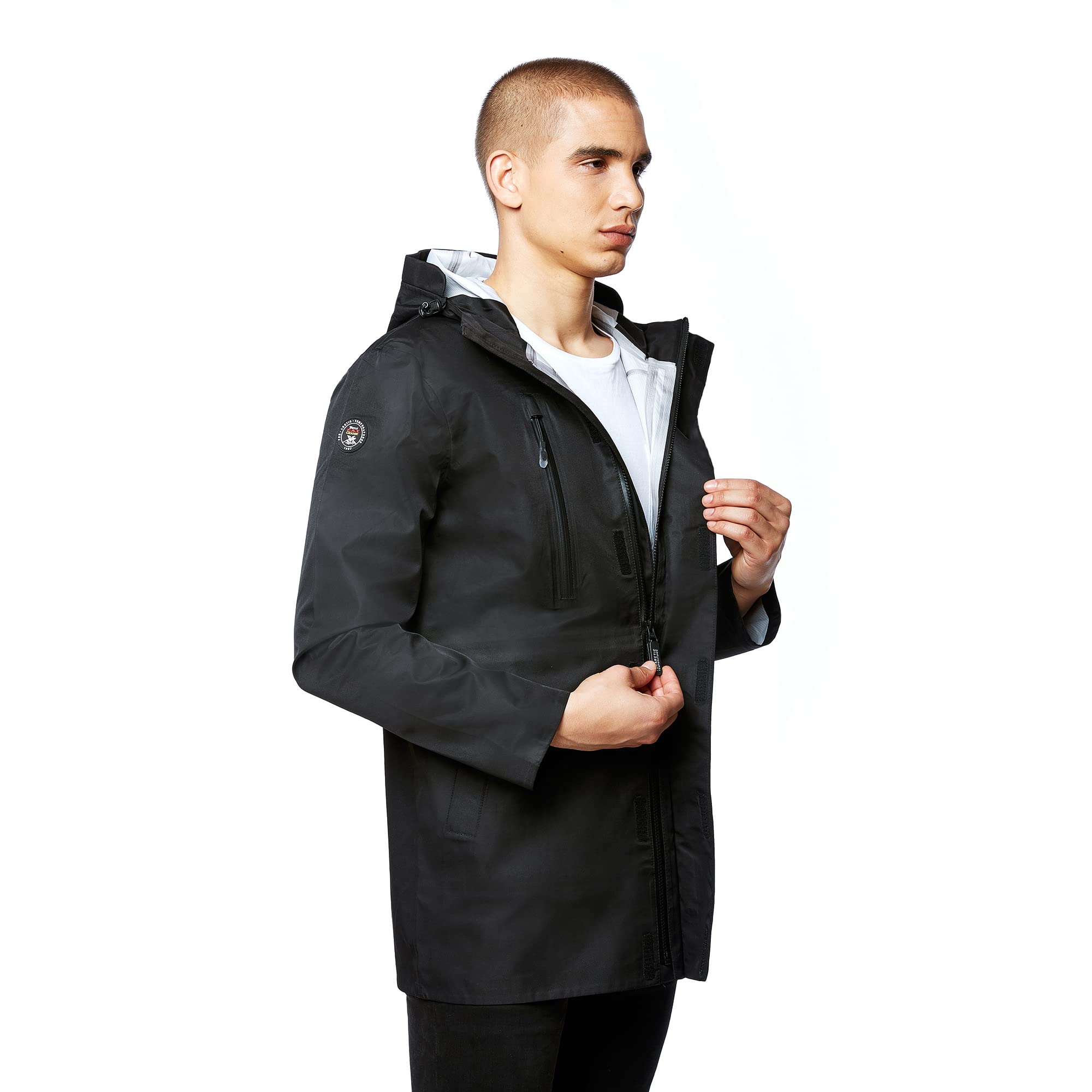 Triple F.A.T. Goose Valen Men's Waterproof Rain Jacket - Lightweight Windproof Outdoor Raincoat for Hiking, Camping & Travel - Black