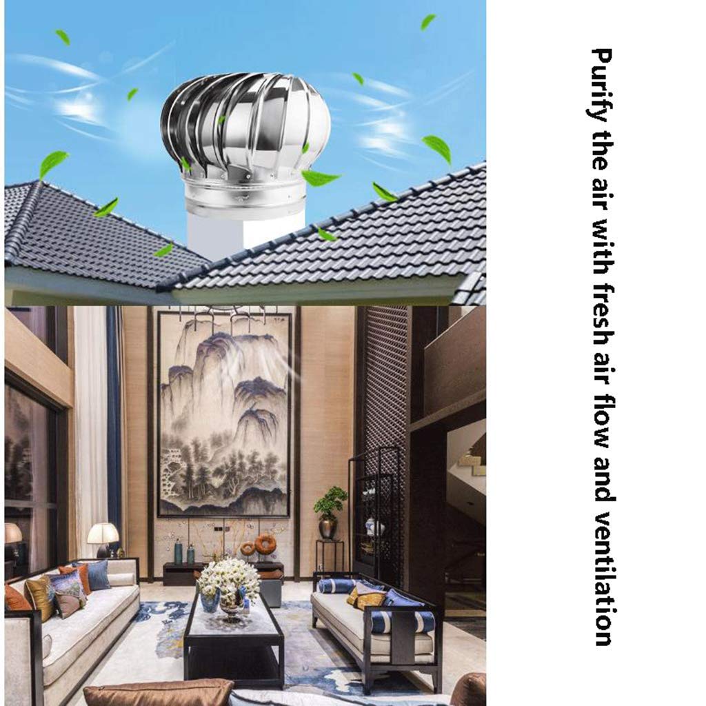 Stainless Steel Rotating Chimney Cowl Cap - 110mm Spinner Anti-Downdraught Ventilator for Most Standard Chimney Pots | Windproof Roof Ventilation Solution for Homes & Outdoor Fireplaces
