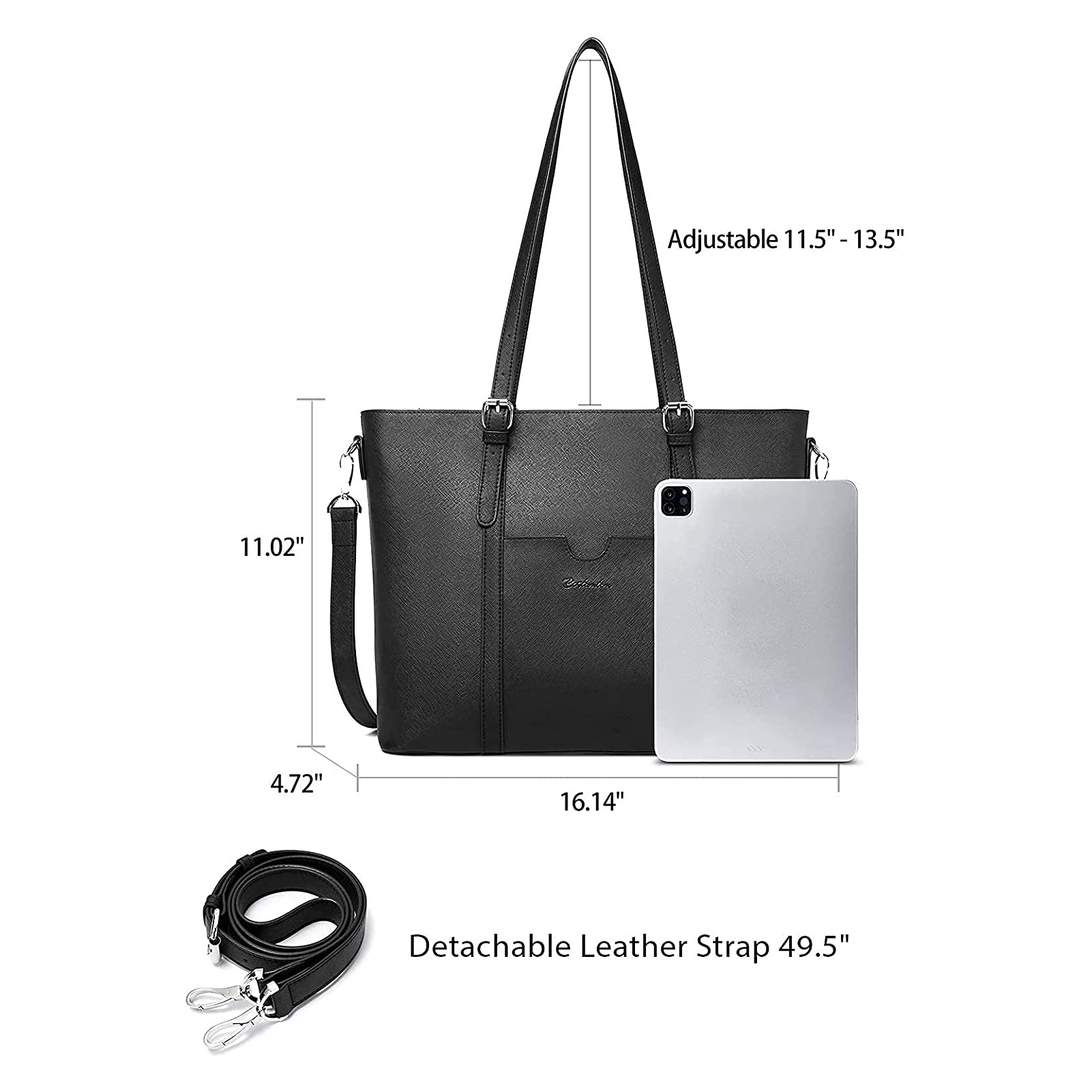 BOSTANTEN Women's Vintage Leather Laptop Tote Bag - 15.6 Inch Professional Office Shoulder Handbag & Work Briefcase Purse for Business, Travel, and Daily Commute