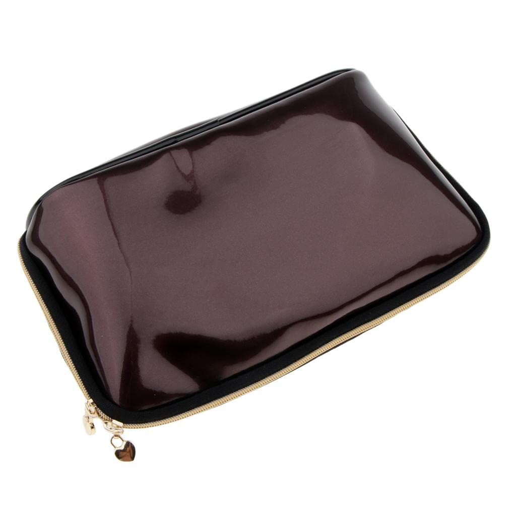 LOSA Travel Makeup Organizer Bag - Portable Cosmetic & Toiletry Pouch with Zipper - Dark Brown - Perfect for Travel, Gym & Daily Organization