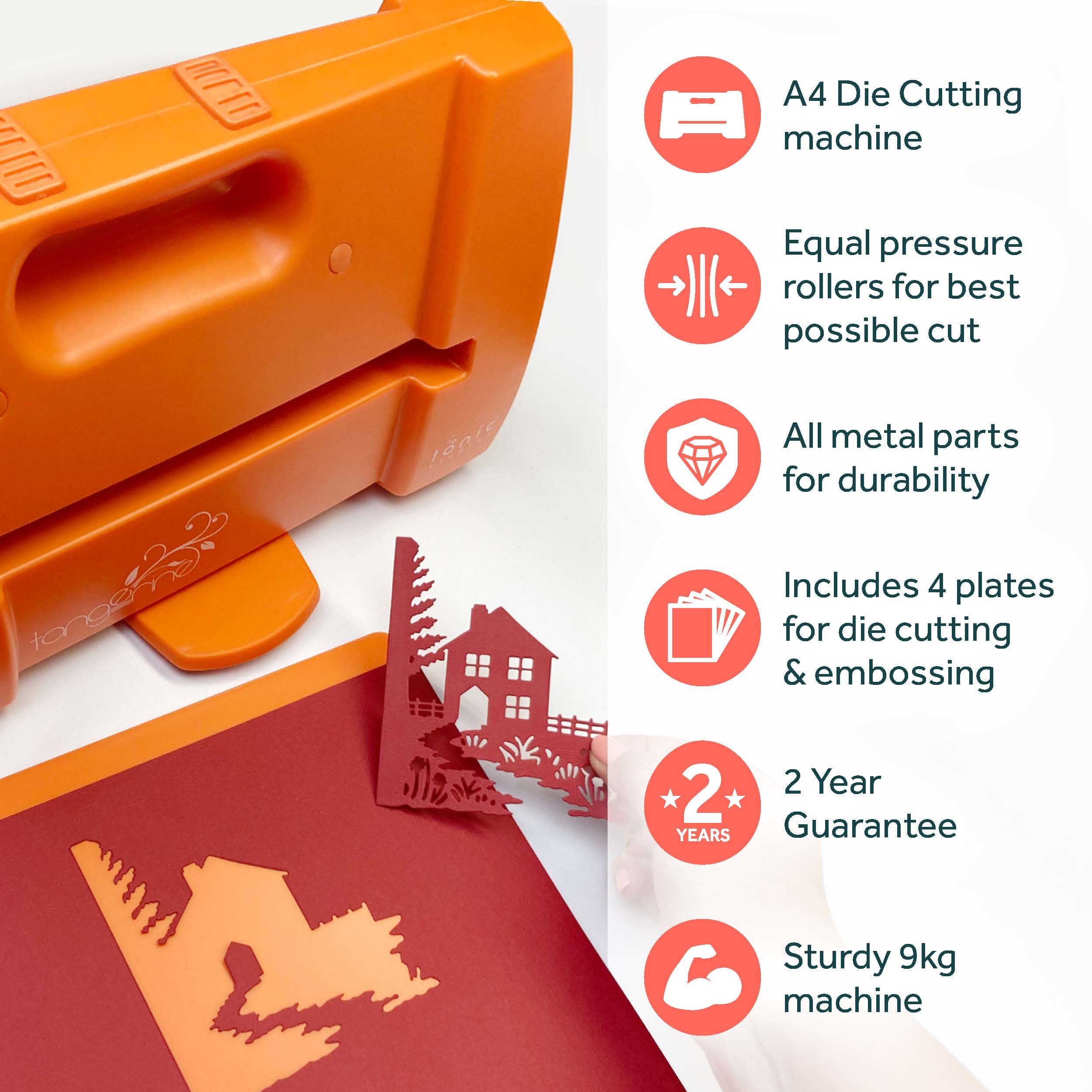 Tonic Studios Tangerine Die Cutting Machine with Plates 138e - Perfect for DIY Scrapbooking, Card Making, and Craft Projects