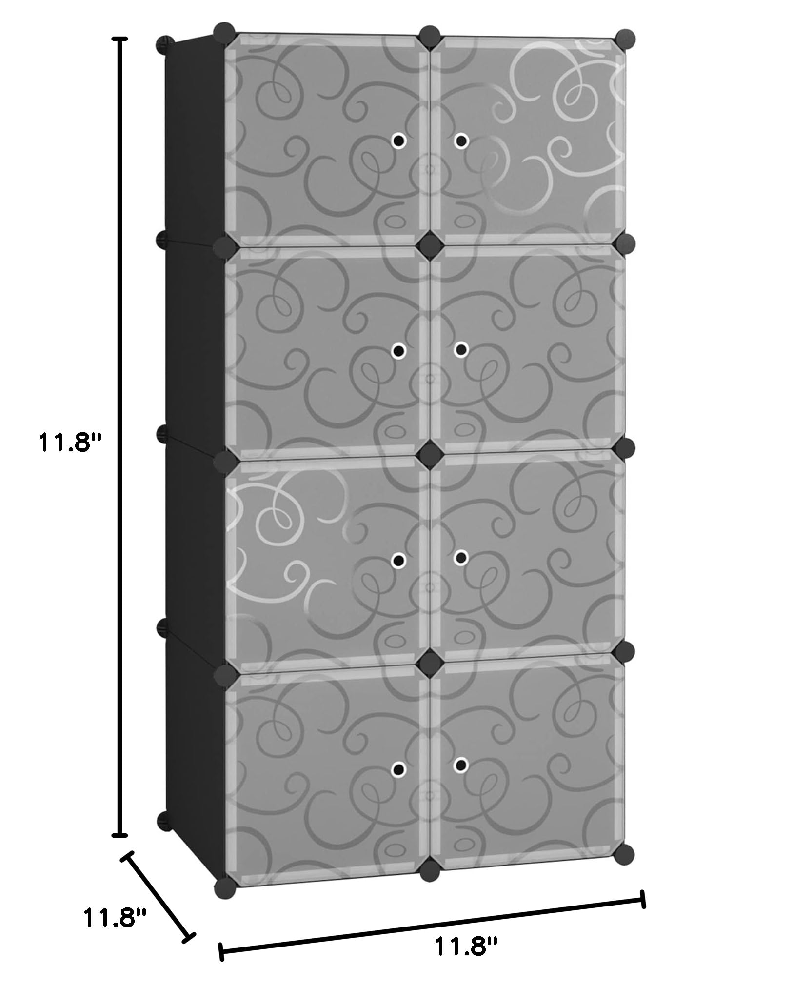 C&AHOME 8-Cube Storage Organizer with Doors - DIY Plastic Modular Bookshelf & Closet Cabinet, 24.8