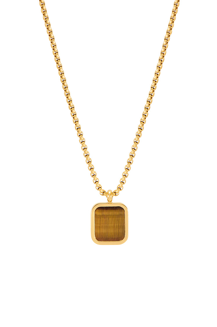 Men's Square Gemstone Pendant Necklace - Sterling Silver or Gold Plated - Perfect for Gifts, Weddings & Everyday Wear