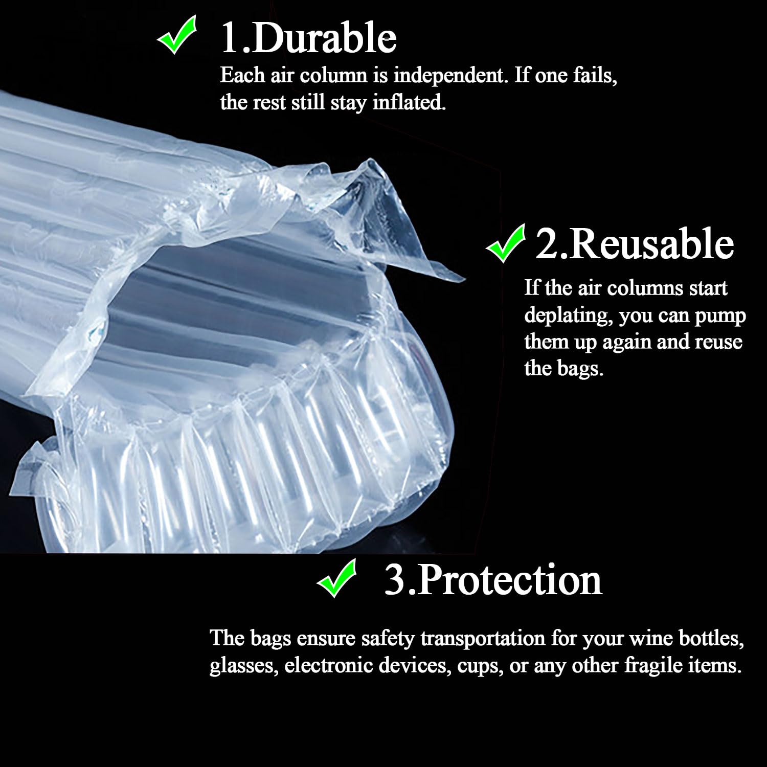 10 Pack Wine Bottle Protector Bags - Bubble Cushion Wrap for Airplane Travel & Safe Shipping | Reusable Pump Included | Perfect for Transporting Glass Bottles in Luggage or Moving Boxes | Ideal for Wine Lovers, Gifts & Home Storage