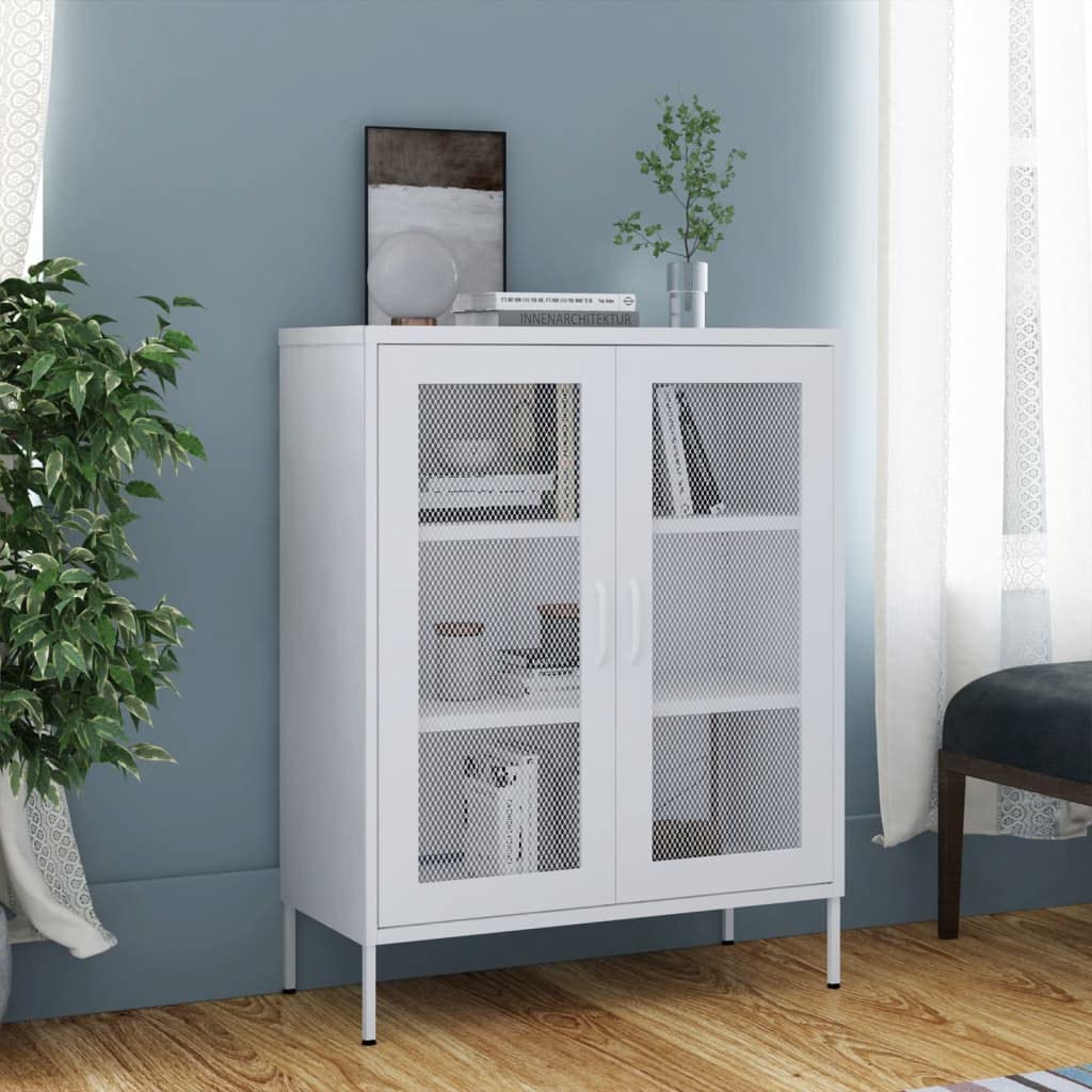 White Steel Storage Cabinet with Doors & Shelves - 31.5