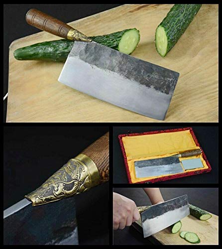 Premium GLW Kanata Hand-Forged Longquan Chef Knife - High Carbon Manganese Steel Kitchen Slicing Knife for Professional Chefs & Home Cooking - Perfect for Meat, Vegetables & Sushi Preparation