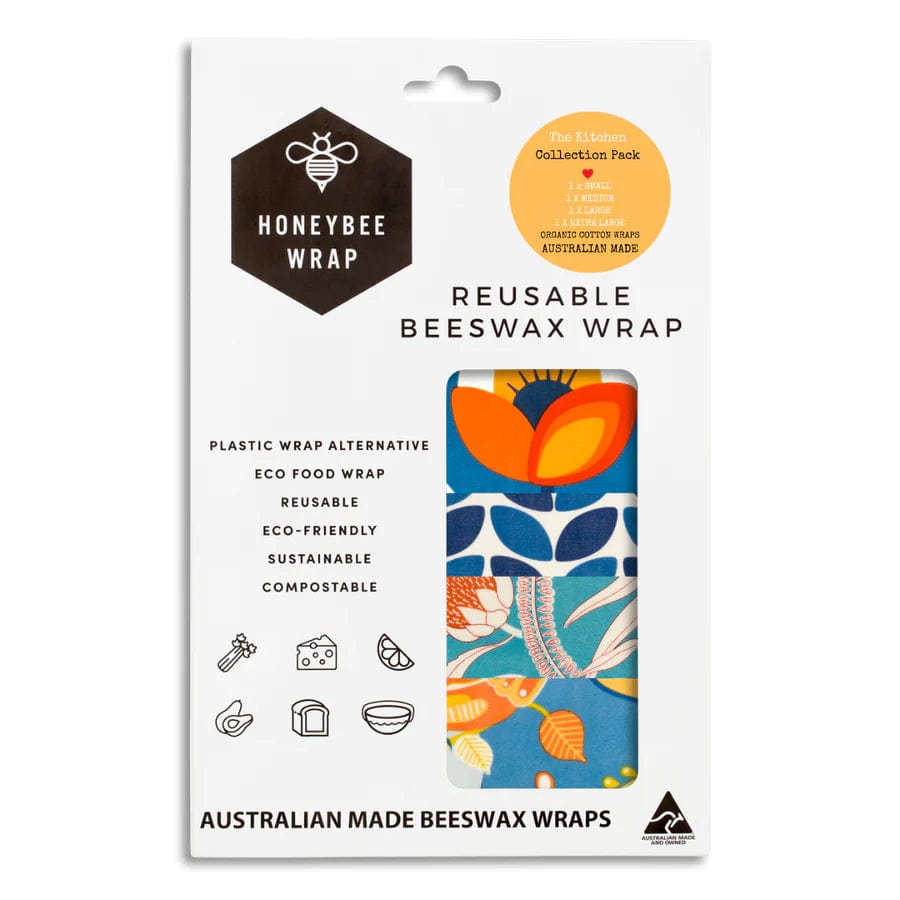 Organic Beeswax Food Wraps Set of 4 - Reusable Eco-Friendly Food Storage for Sandwiches, Fruits & Vegetables - Sustainable Kitchen Wrap Alternative to Plastic