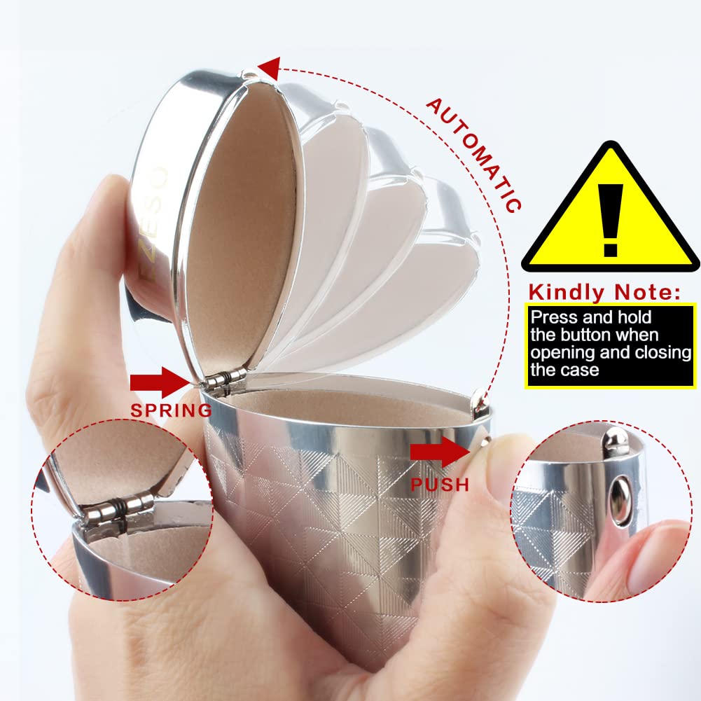 EZESO Aluminum Glasses Case for Small Frame - Stylish Lattice Eyeglass Holder (2 Pack, Silver) | Perfect for Travel, Work & Daily Use