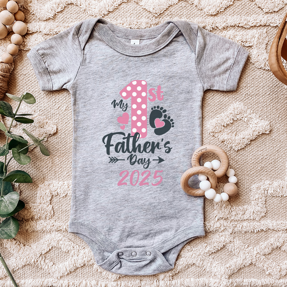 My 1st Fathers Day 2025 Baby Bodysuit - Pink Baby Onesie for Newborns | Cute Gift for Dad's First Father's Day | Baby Shower & Holiday Celebration Outfit