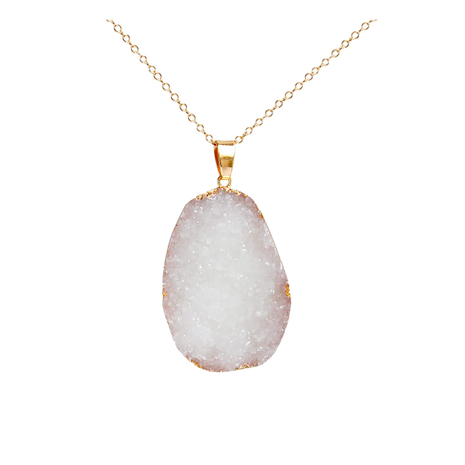 Multicolor Gold Irregular Chain Necklace with Crystal Rough Stone Edge - Long Sweater Necklace for Women | Perfect for Layering, Boho Style & Everyday Wear