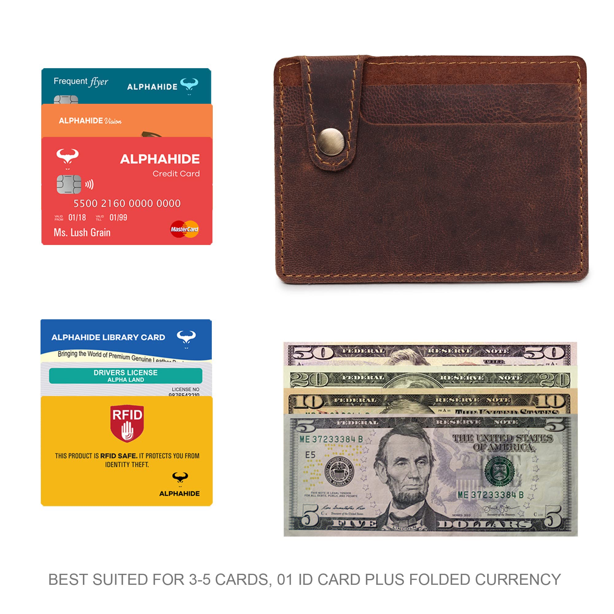 Premium Leather Credit Card Holder for Women & Men - Slim Minimalist Front Pocket Wallet - RFID Blocking - Handmade Small Card Case - Perfect for Travel, Business & Everyday Use