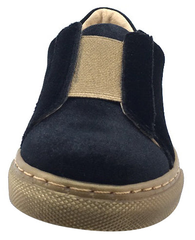 Fascani Kids' Slip-On Sneakers for Boys & Girls - Black Velvet with Gold Accents | Comfortable Casual Shoes for School, Play & Everyday Wear