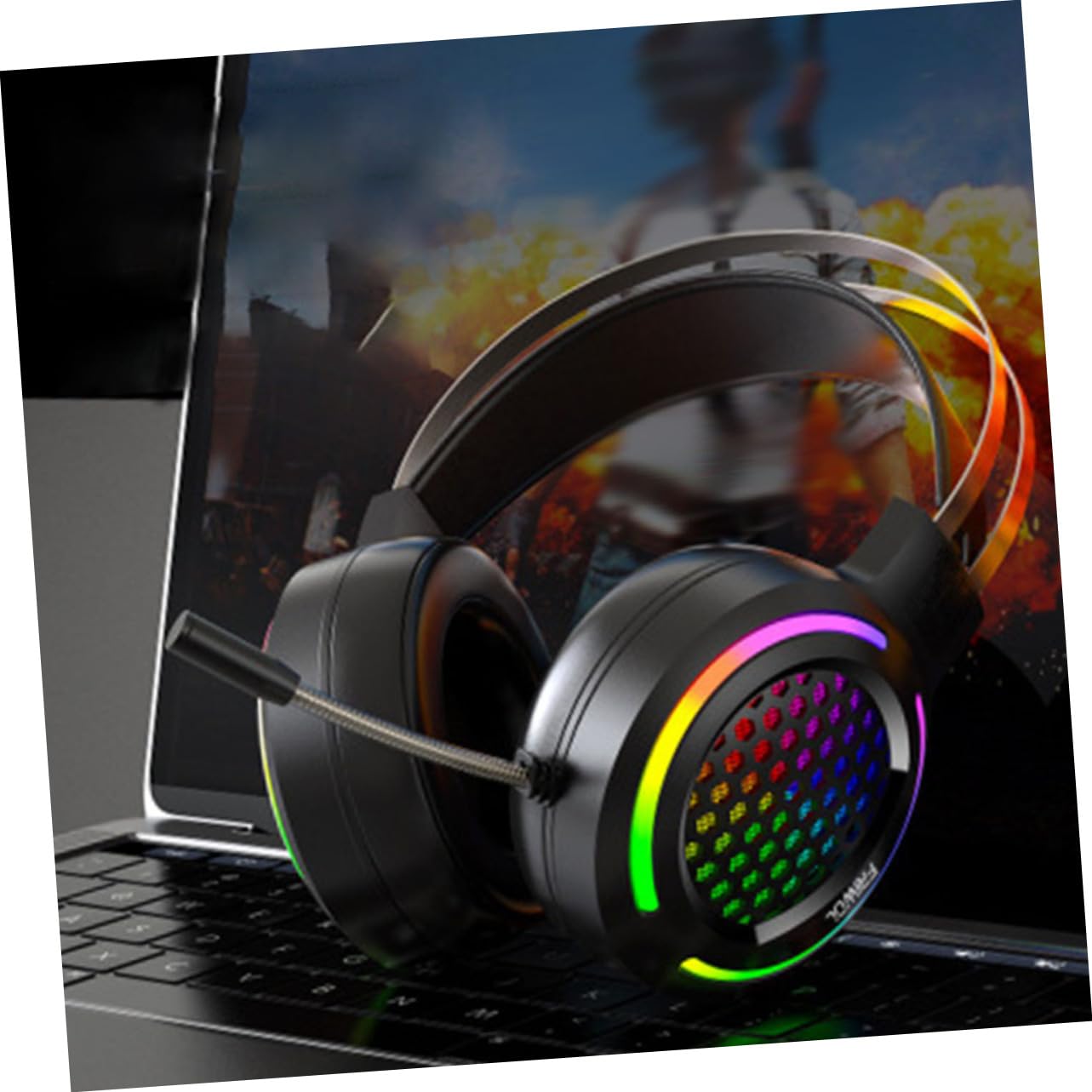 Levemolo RGB Gaming Headset - Lightweight Noise-Canceling Headphones with Breathable Earmuffs & Stylish Design for PC/PS5/Xbox Gamers - Perfect for Esports, Streaming & Late-Night Gaming Sessions (Black)