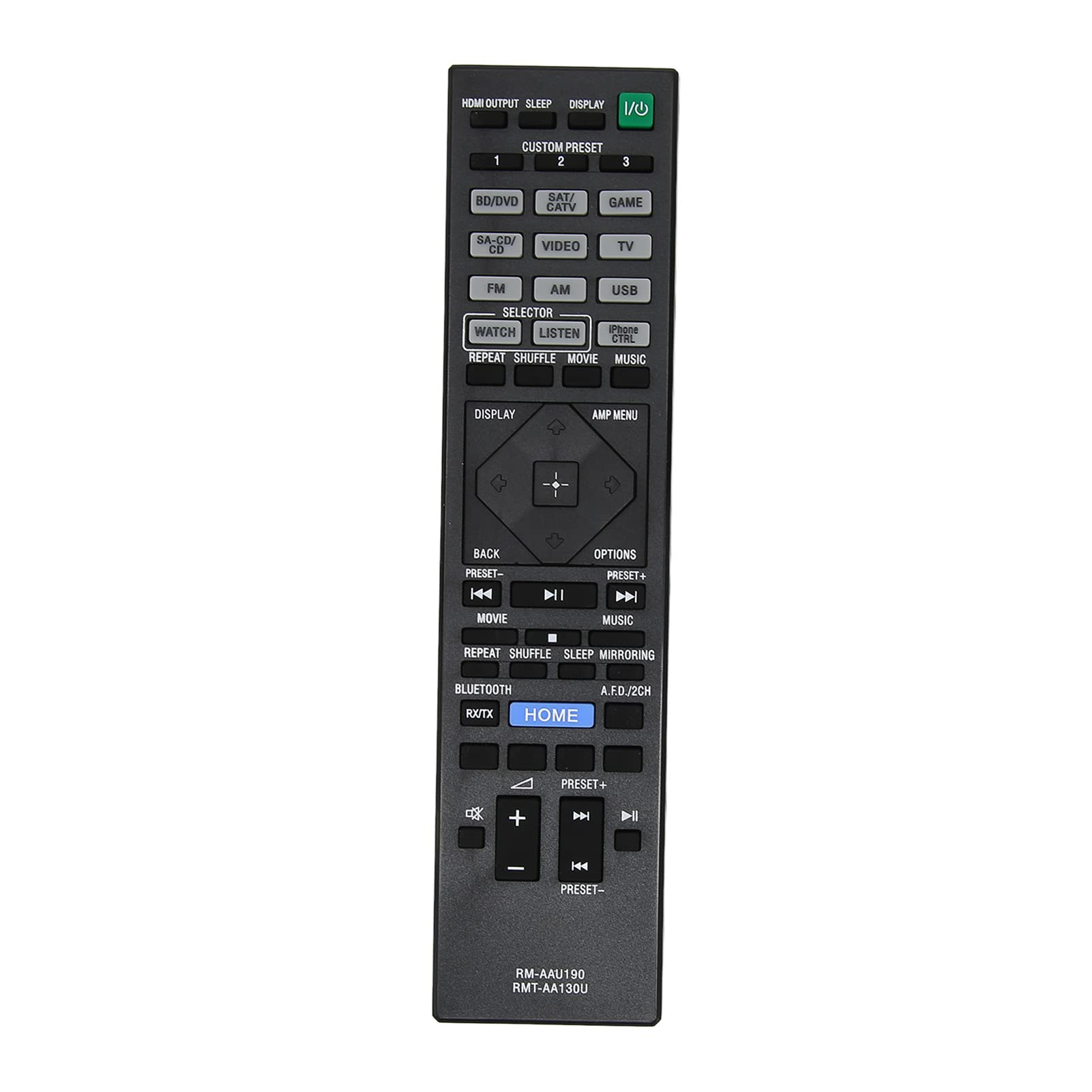 Vbestlife Replacement Remote Control for Sony AV STR-DH550 STR-DH750 STR-DN1060 - Compatible with RMT-AA130U RM-AAU190 Models - Perfect for Home Theater & Entertainment Systems