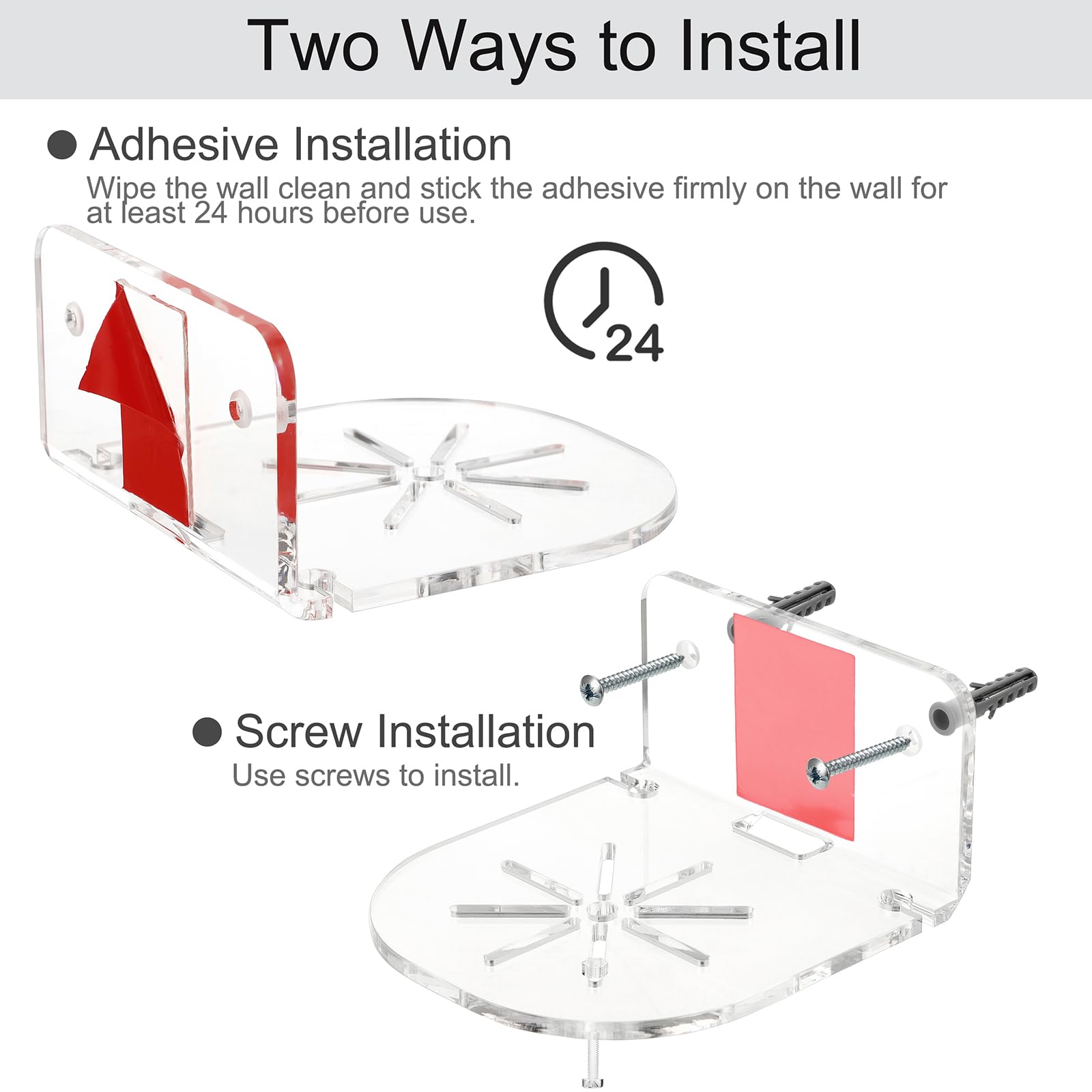 3PCS Clear Acrylic Wall Shelves with Adhesive & Screws - Universal Mounting Bracket for Security Cameras, Speakers, Home Decor - Perfect for Home Security, Office Setup & Smart Device Organization