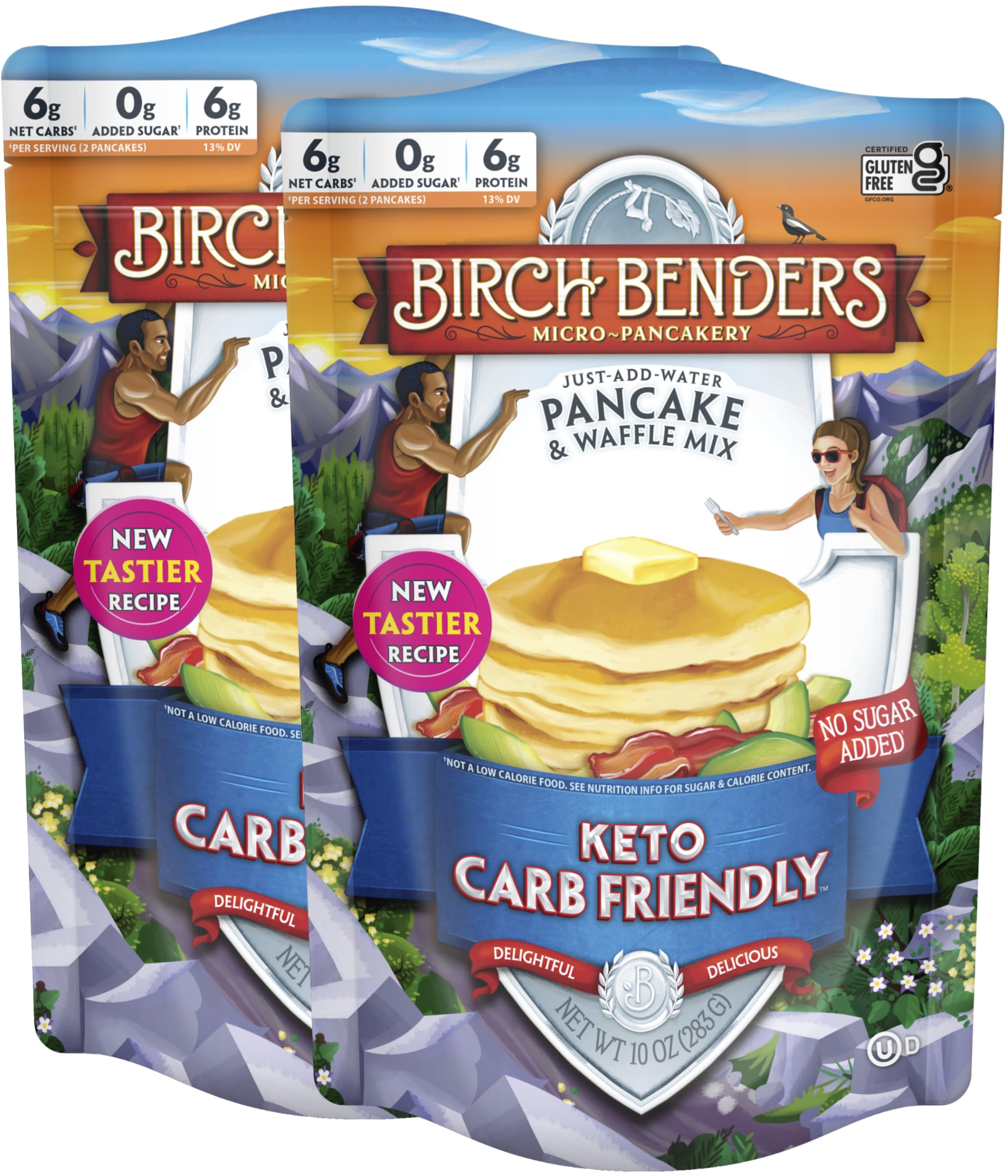 Birch Benders Keto Pancake & Waffle Mix - Low Carb, Gluten Free, 10oz (2 Pack) - Perfect for Breakfast, Brunch & Keto Diet - Includes Free Swivel Spoons
