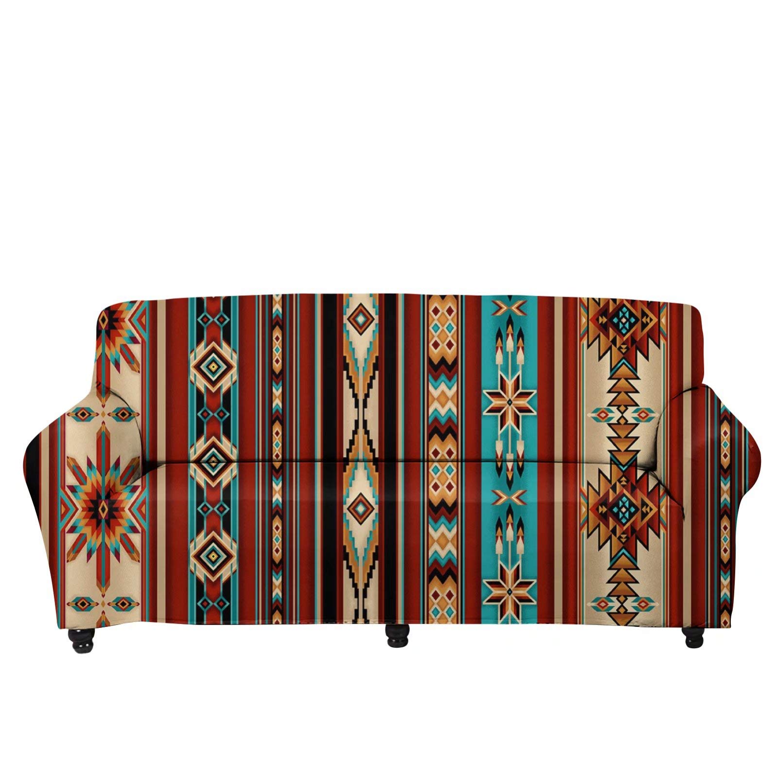 Southwestern Tribal Geometric Ethnic Stretch Sofa Slipcover - Soft Couch Cover Furniture Protector for Loveseat, Couch & Sofa - Perfect for Living Room, Home Decor & Furniture Protection
